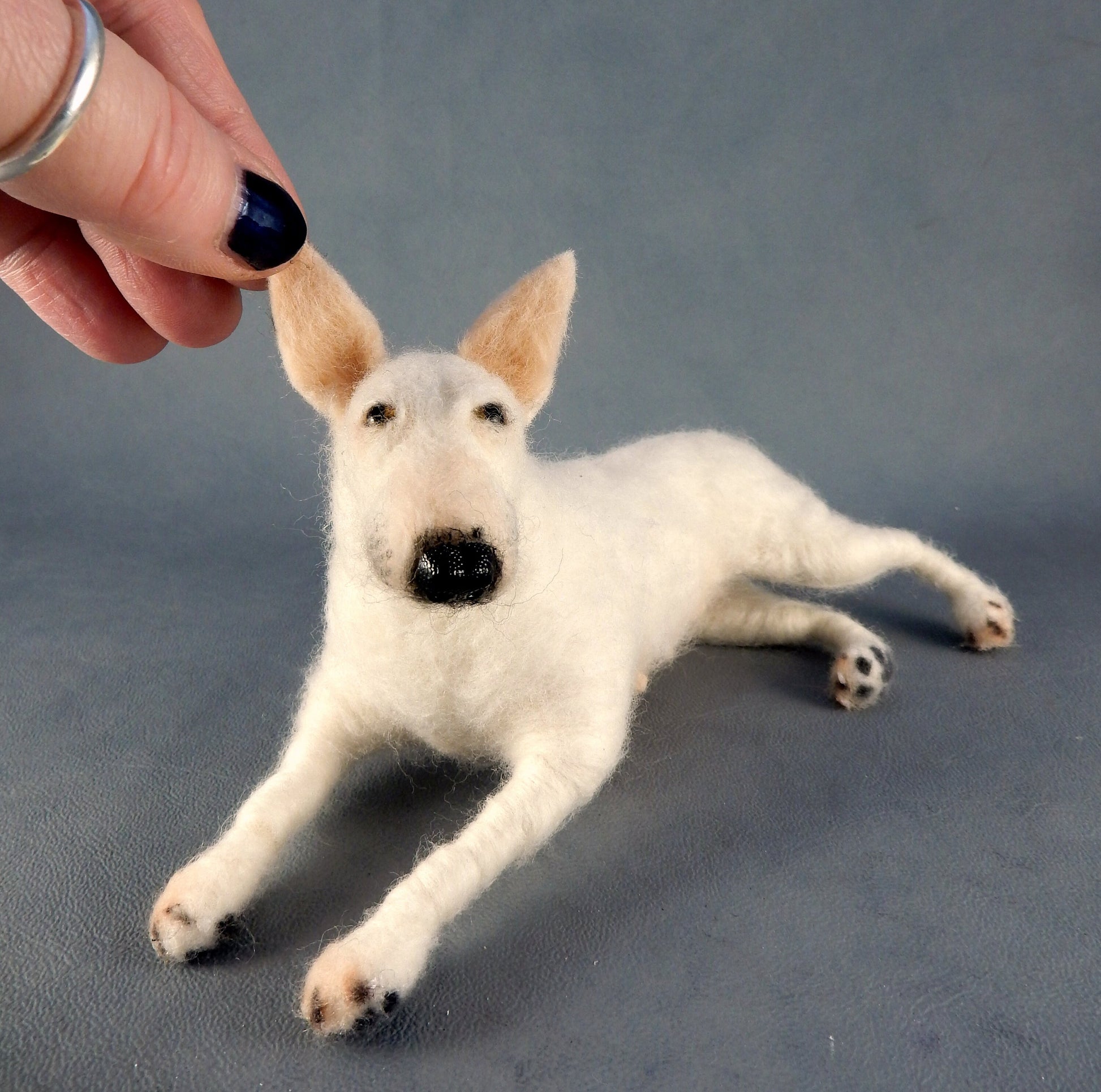 Bull Terrier replica needle-felted