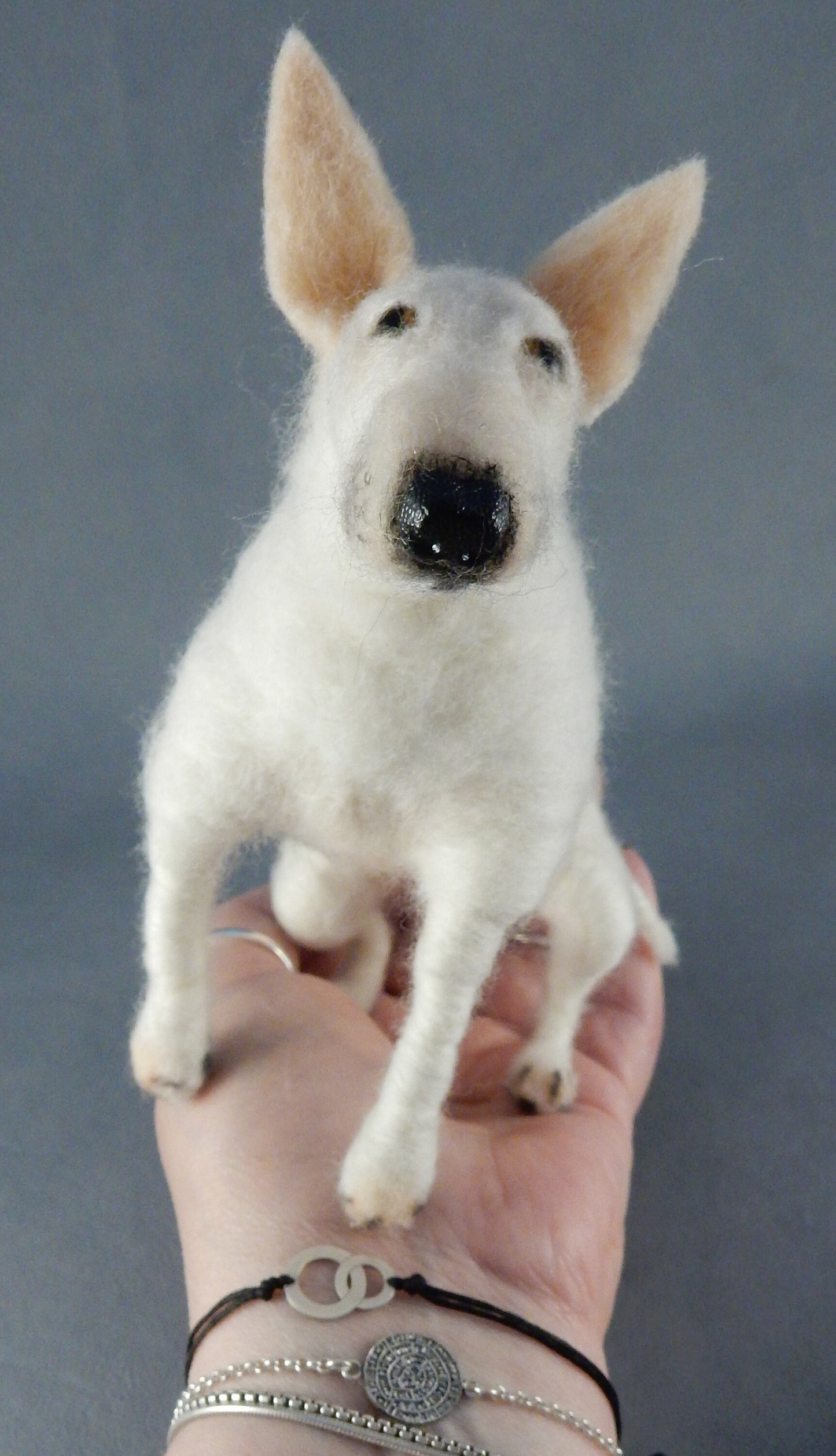 Bull Terrier replica needle-felted