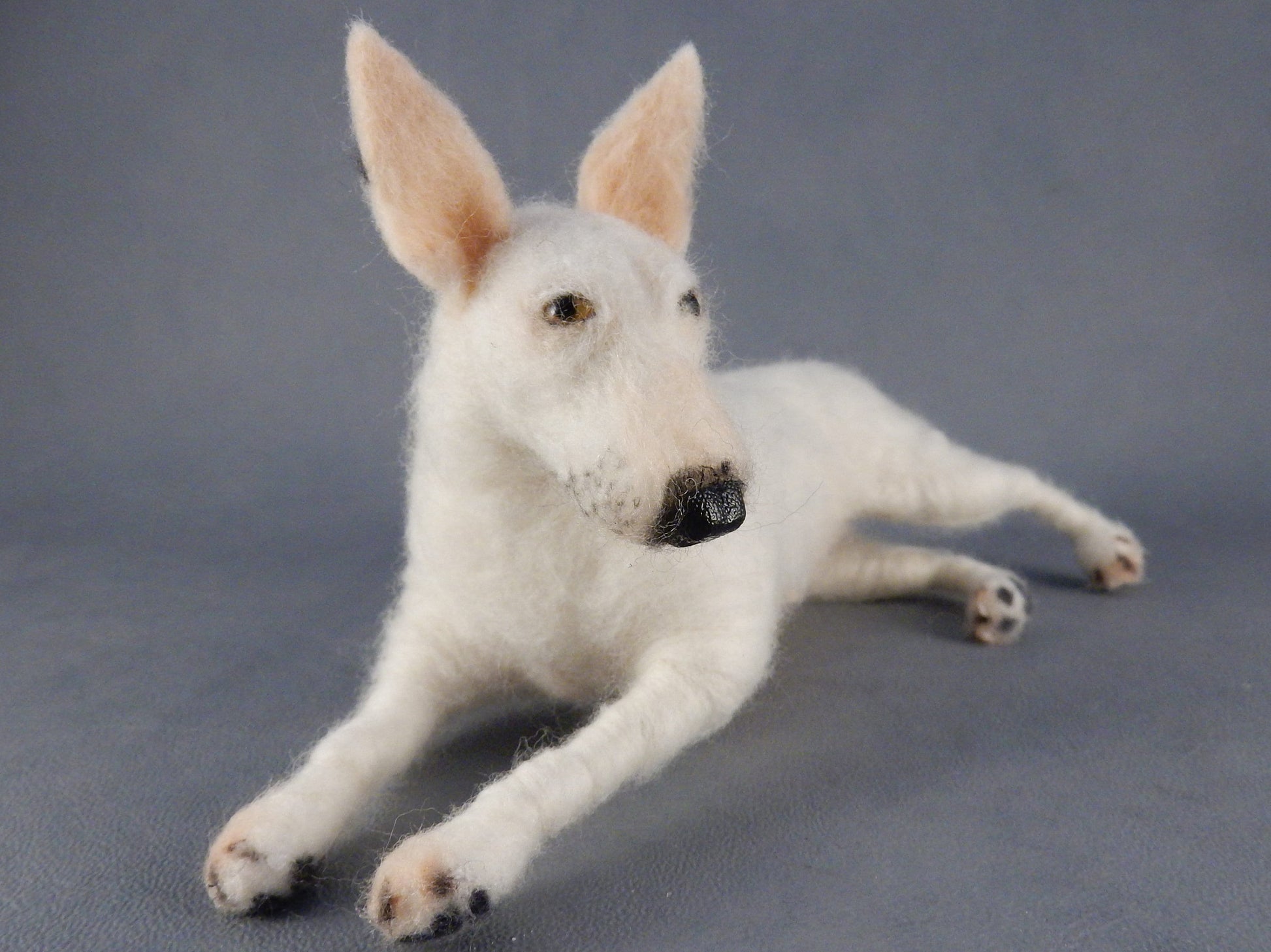 Bull Terrier replica needle-felted