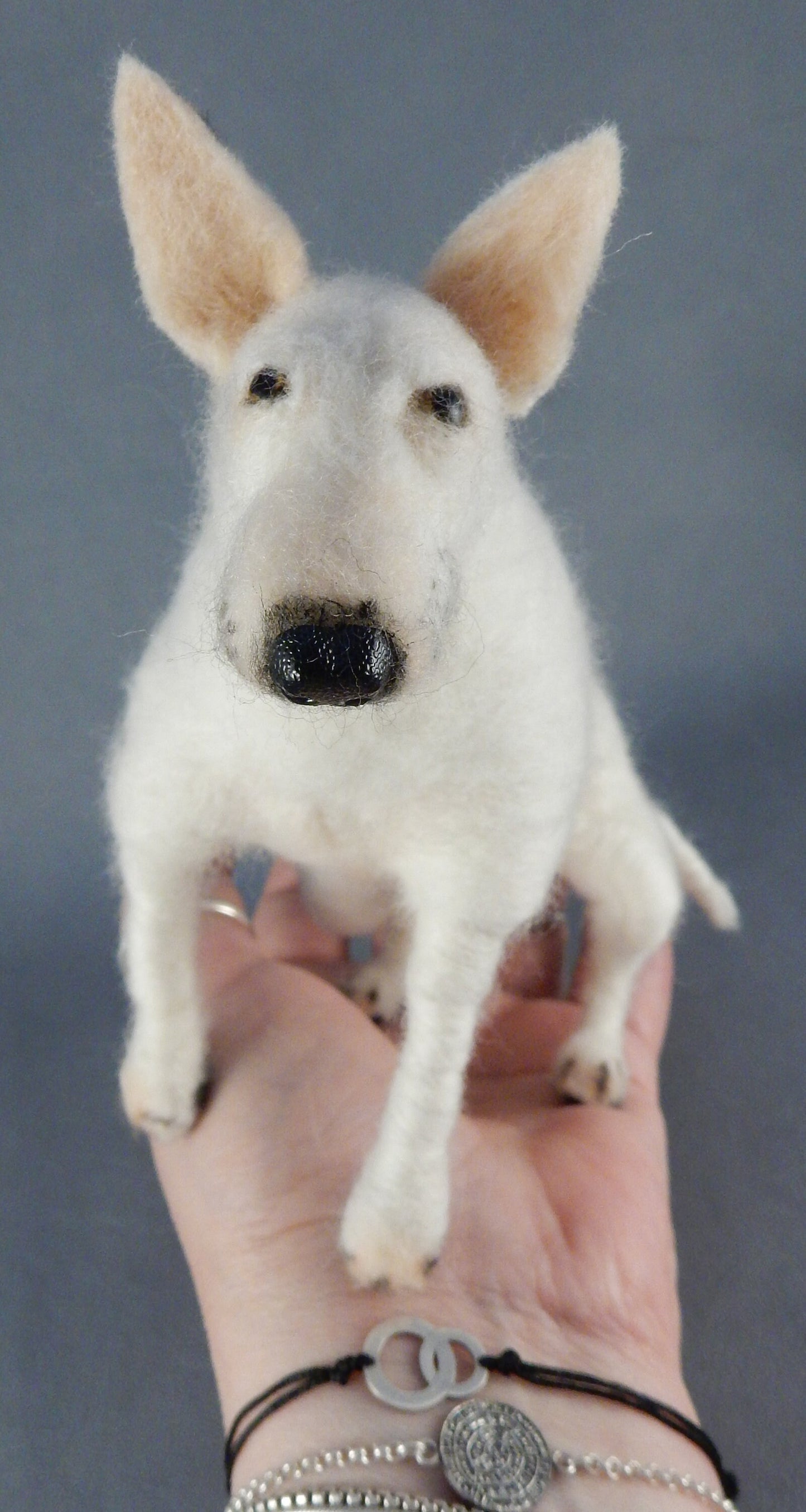 Bull Terrier replica needle-felted