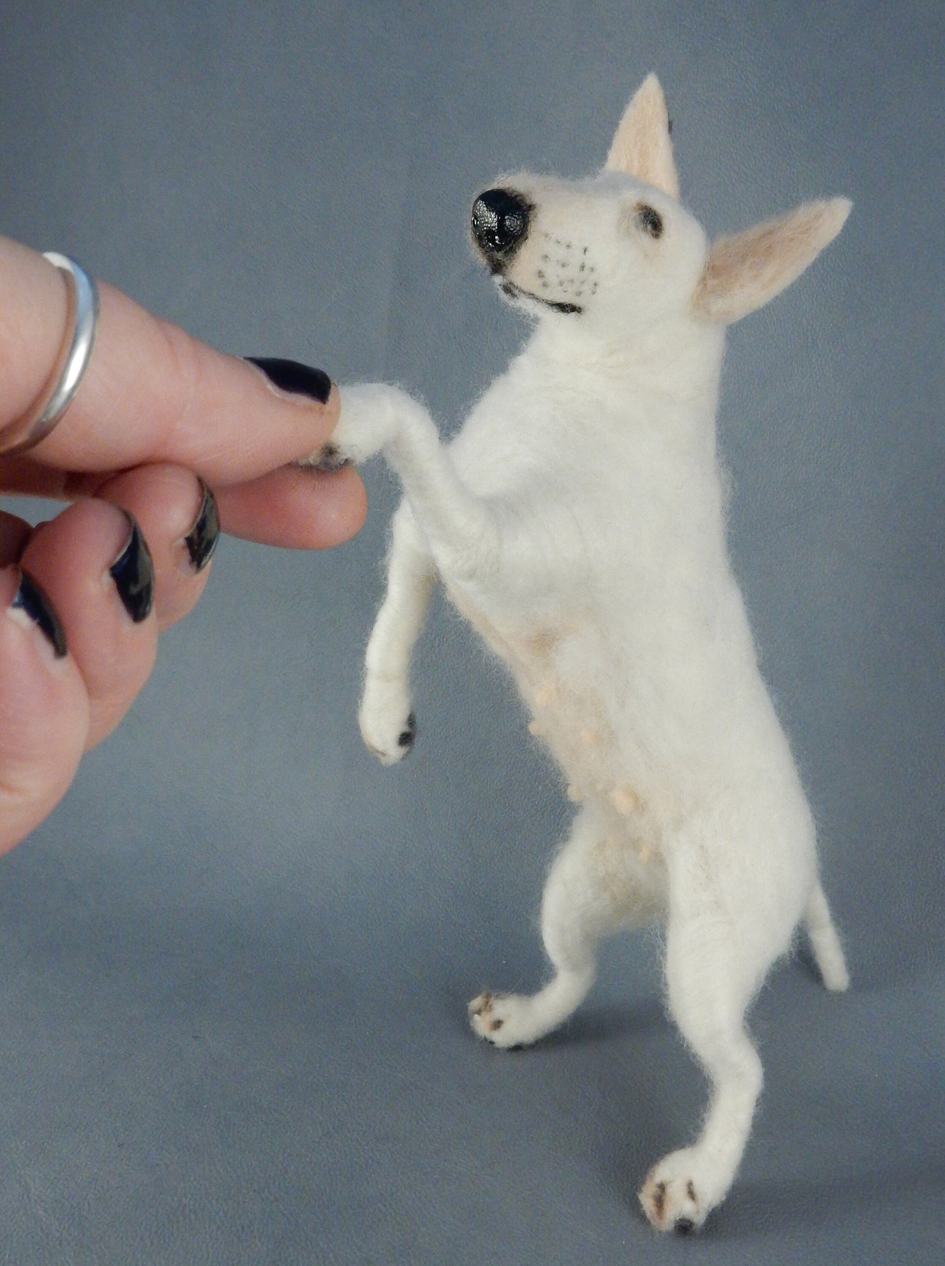 Bull Terrier replica needle-felted