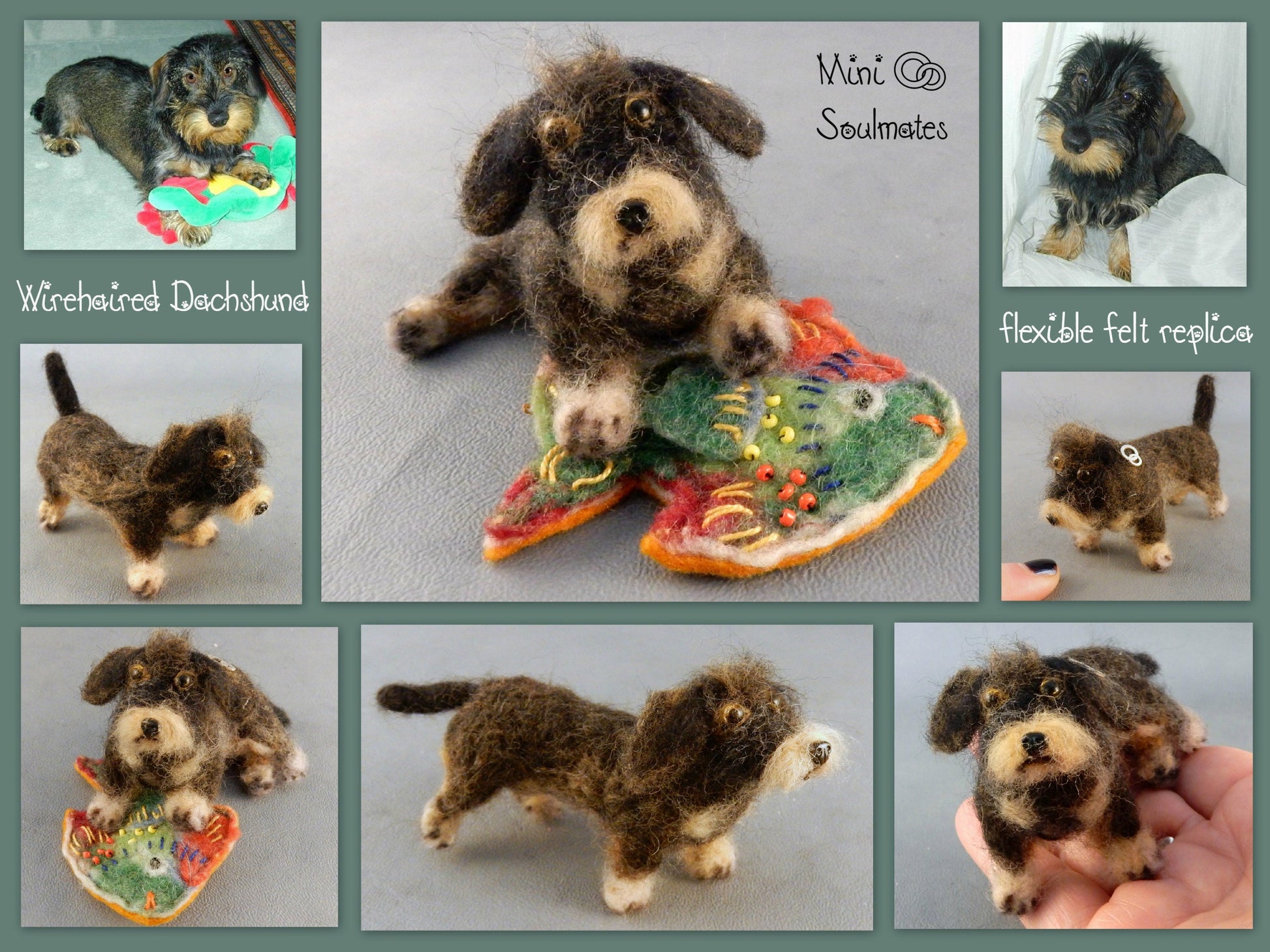 Dachshund portrait from photo needle felted dog miniature