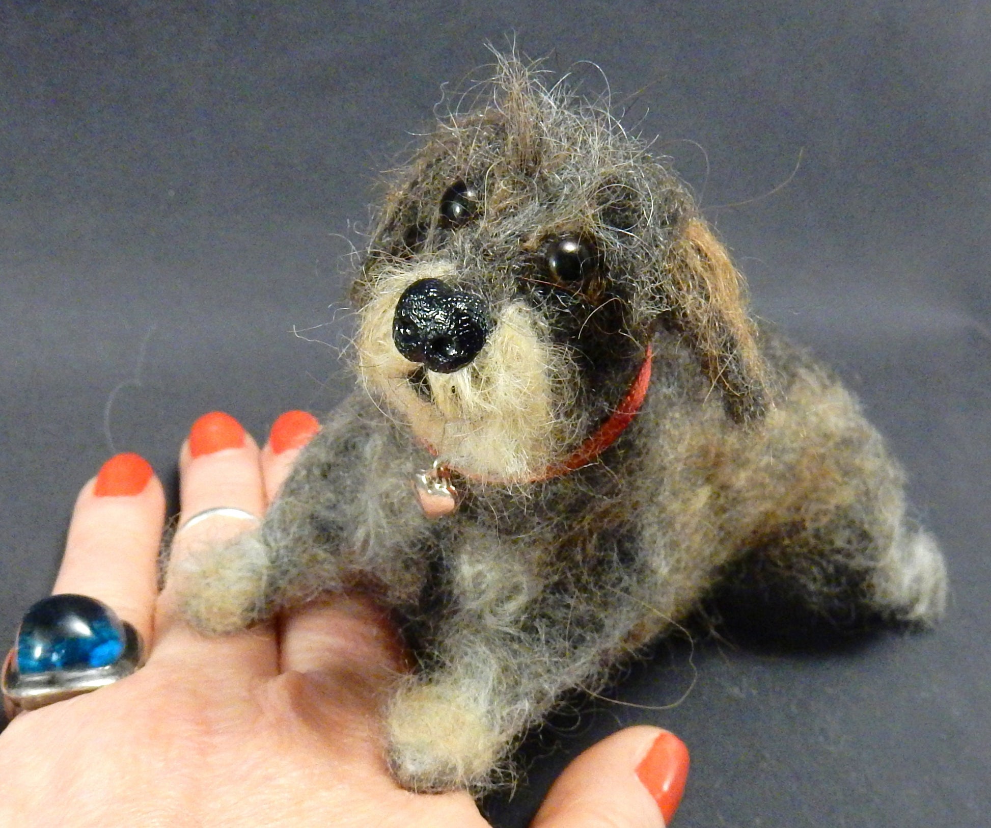 Dachshund portrait from photo needle felted dog miniature