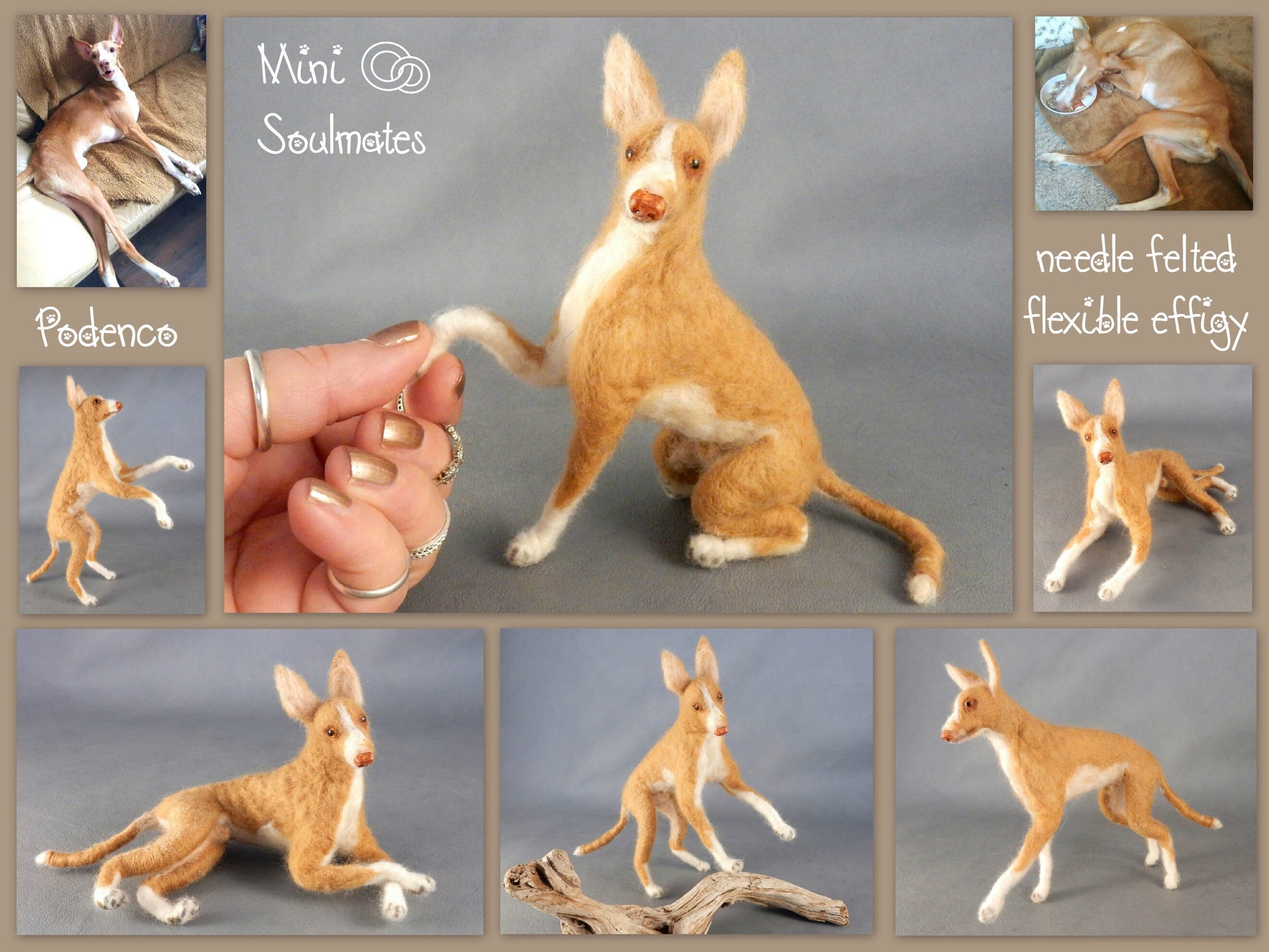 Podenco needle-felt dog miniature look alike keepsake