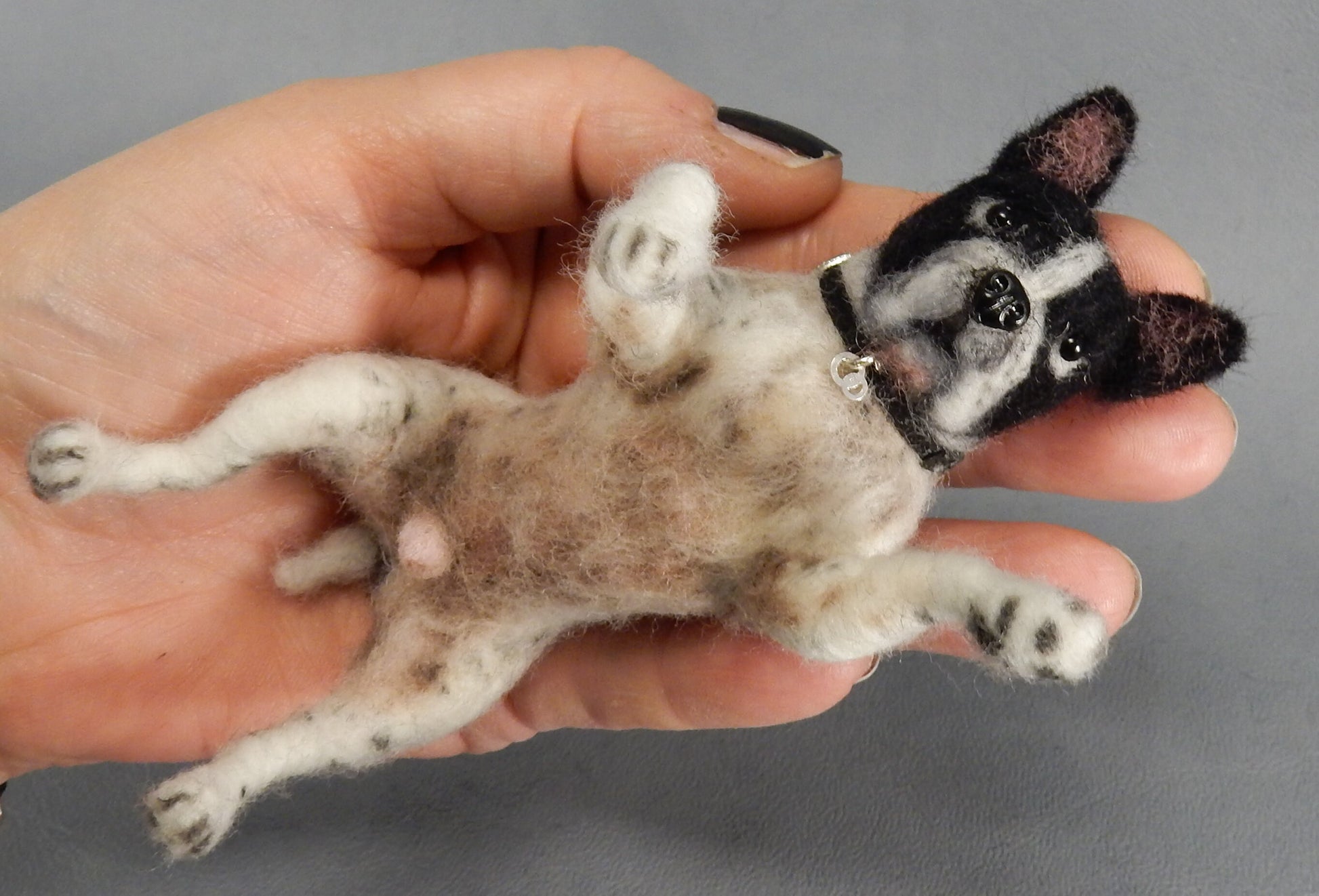 French Bulldog effigy needle-felted dog miniature