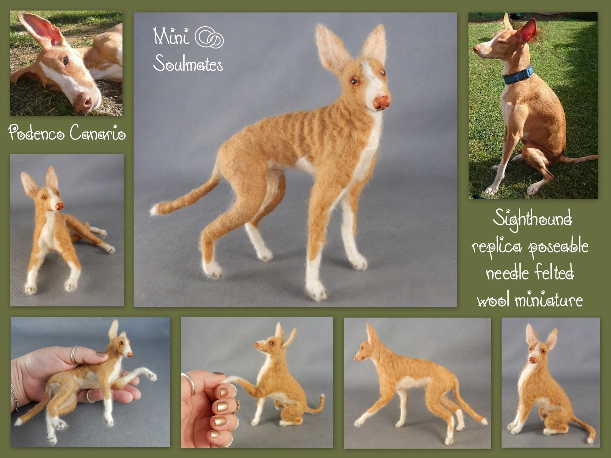 Podenco needle-felt dog miniature look alike keepsake