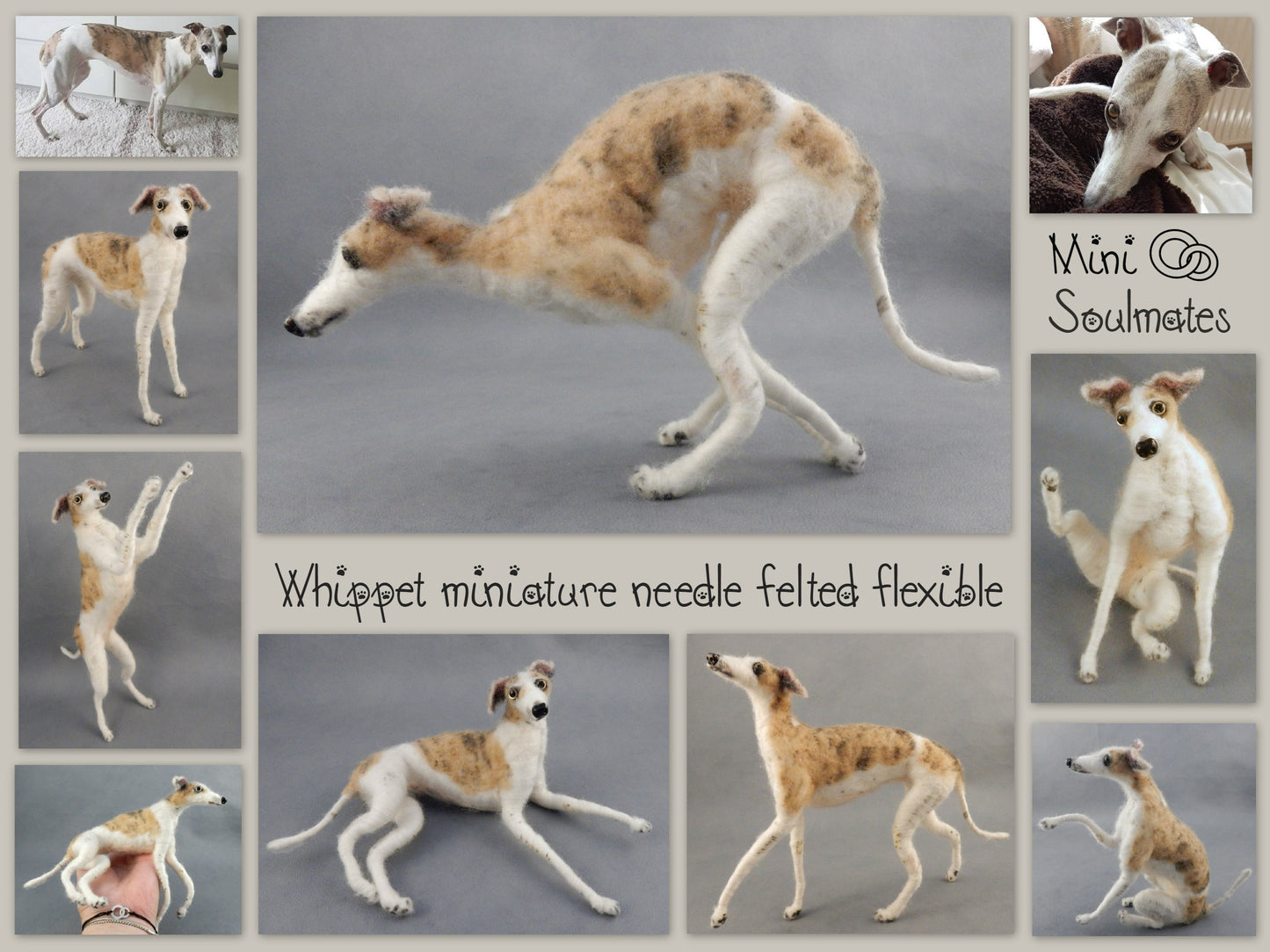 Whippet needle felted dog replica