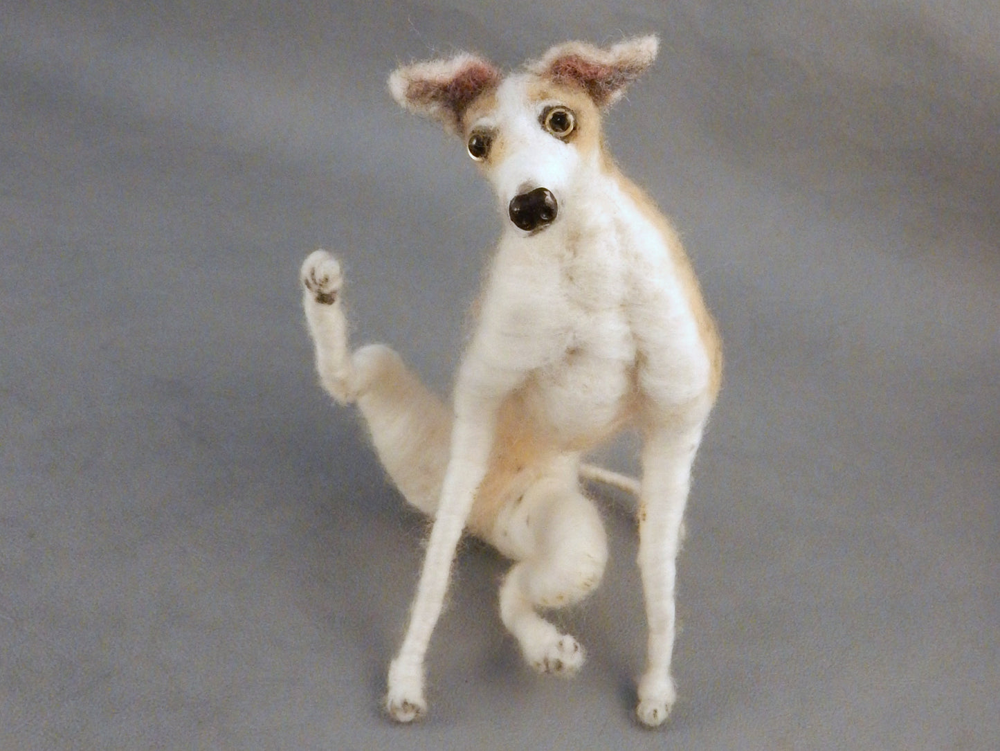 Whippet needle felted dog replica