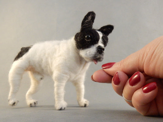 French Bulldog effigy needle-felted dog miniature