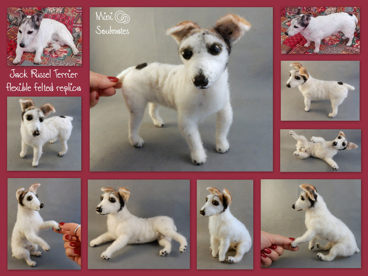 Jack Russell Terrier custom dog replica 3d dog portrait needle felted 