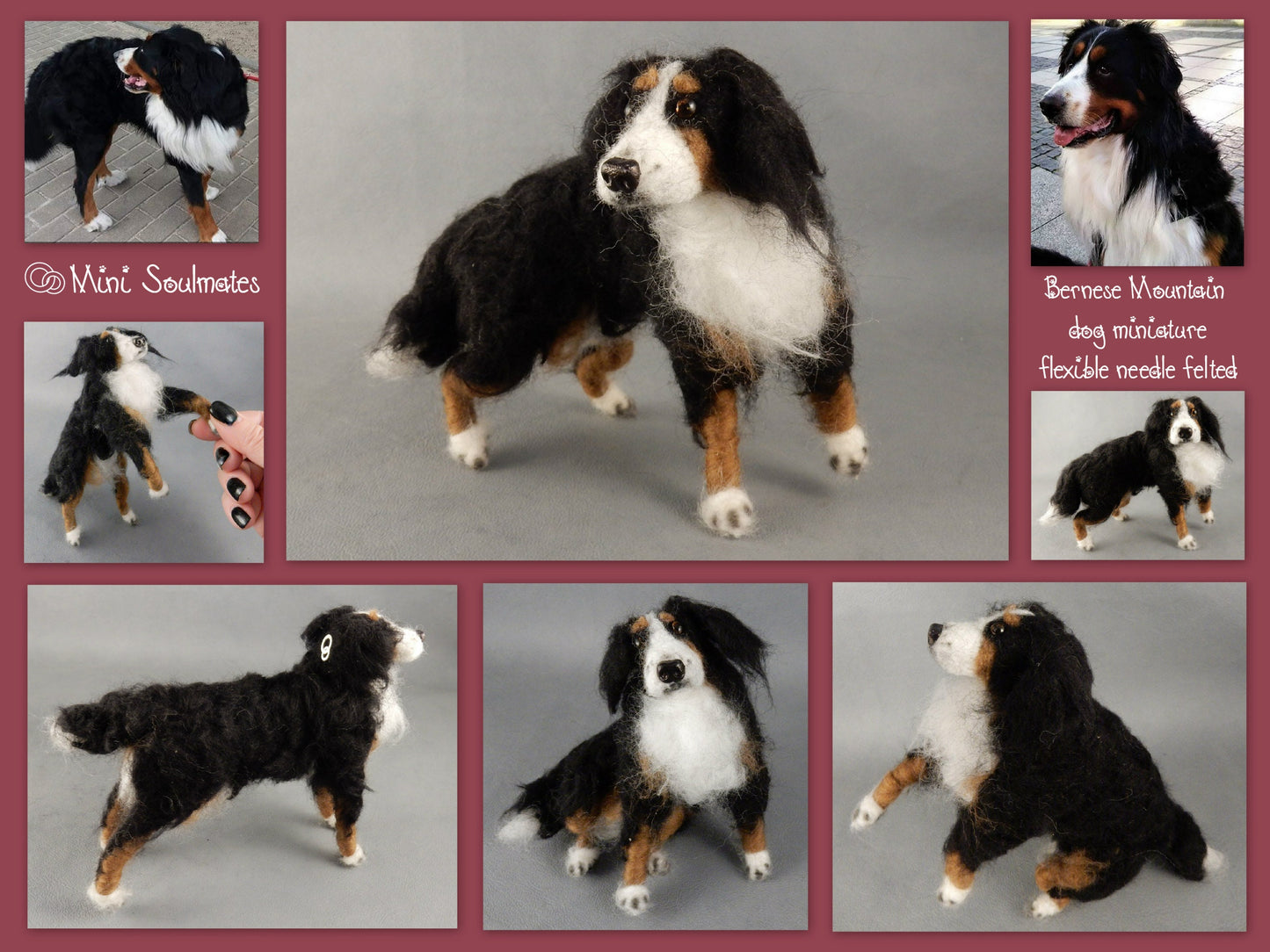 Bernese Mountain Dog custom-felted dog replica