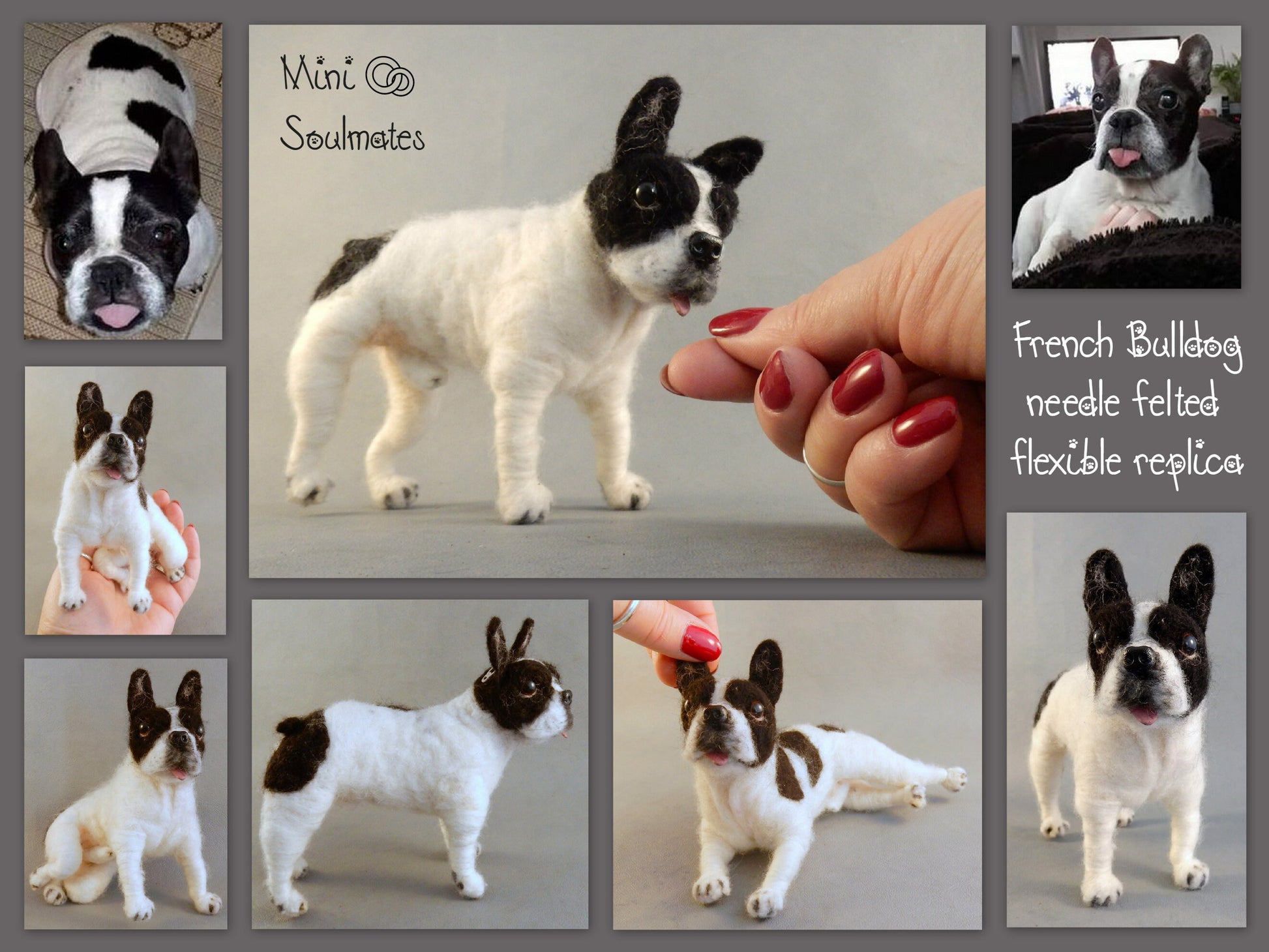 French Bulldog effigy needle-felted dog miniature