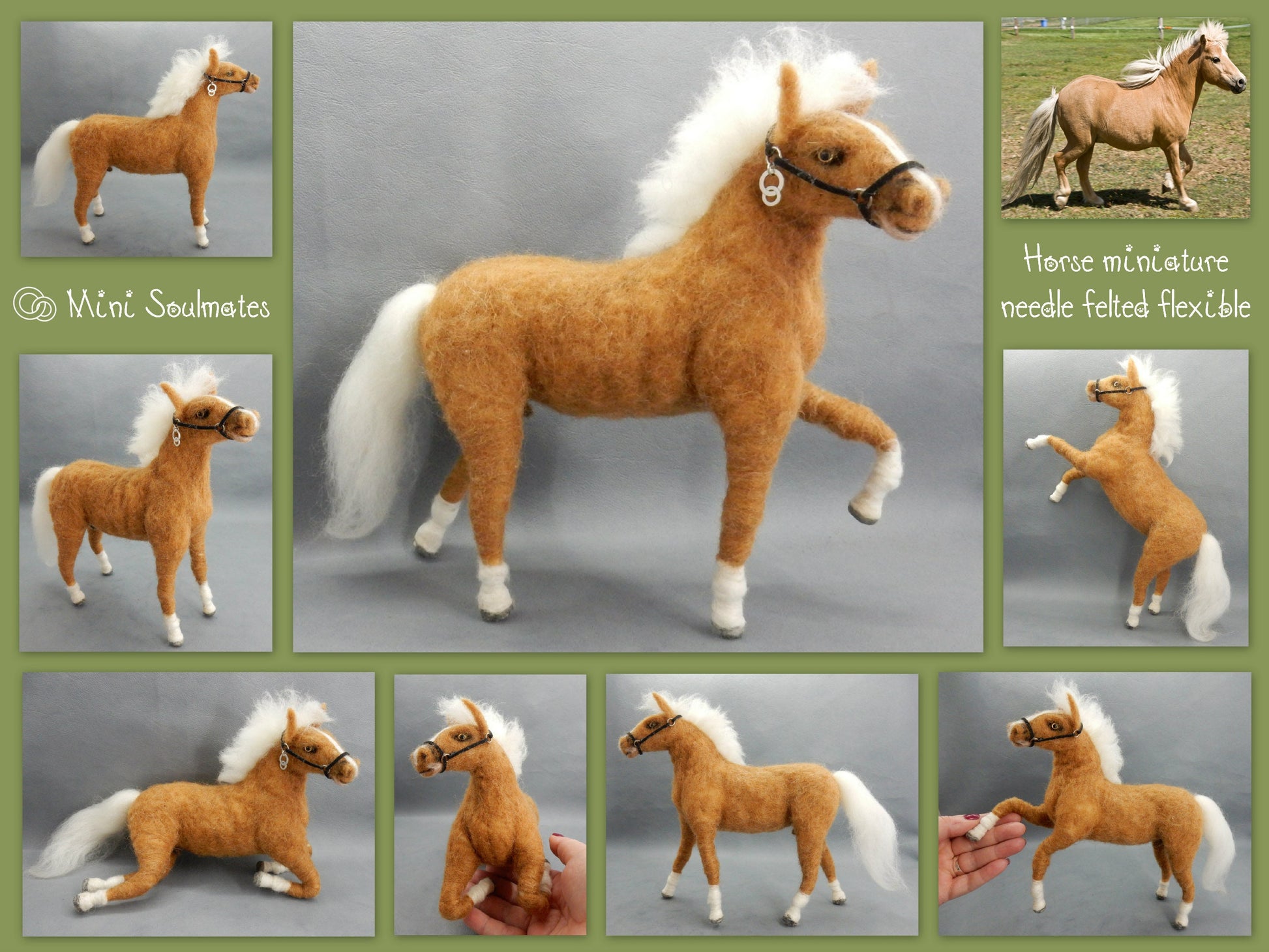 Haflinger mare custom-felted horse replica