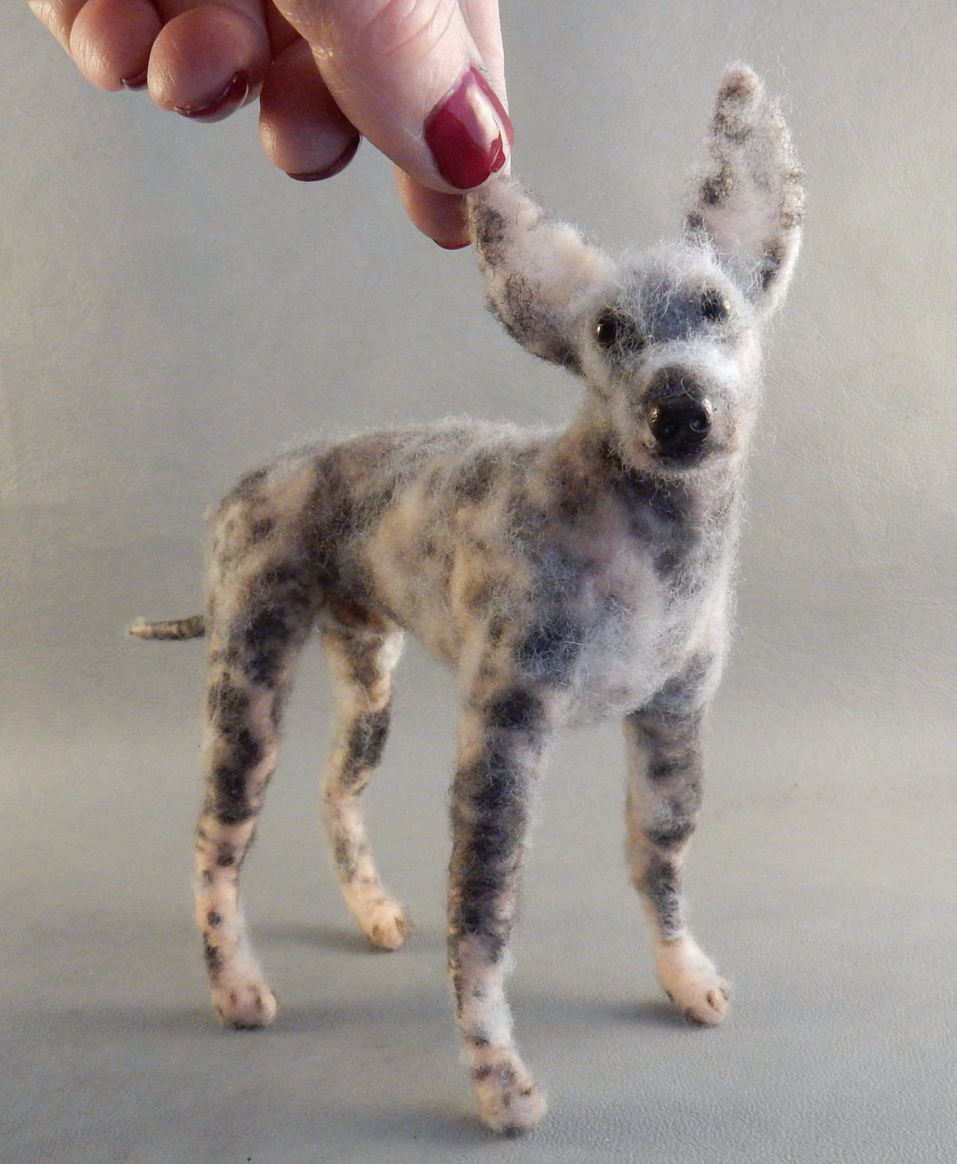  needle-felted dog replica American Hairless Terrier