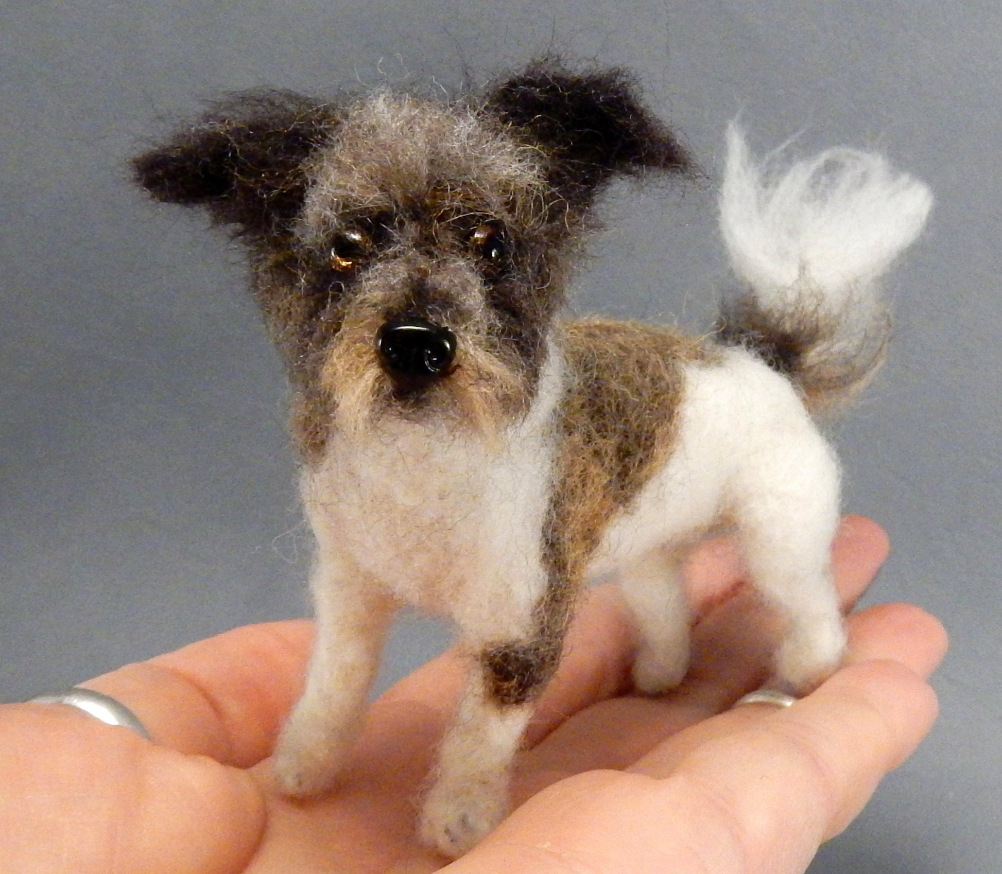 Jack Russell Mix 3d dog portrait from photo needle-felted dog miniature