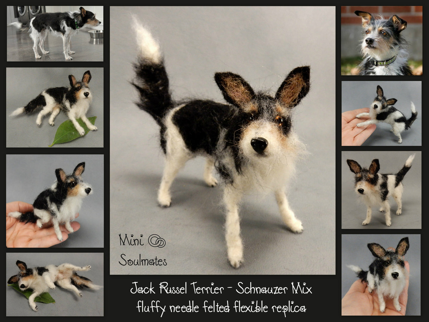 Jack Russell Mix 3d dog portrait from photo needle-felted dog miniature