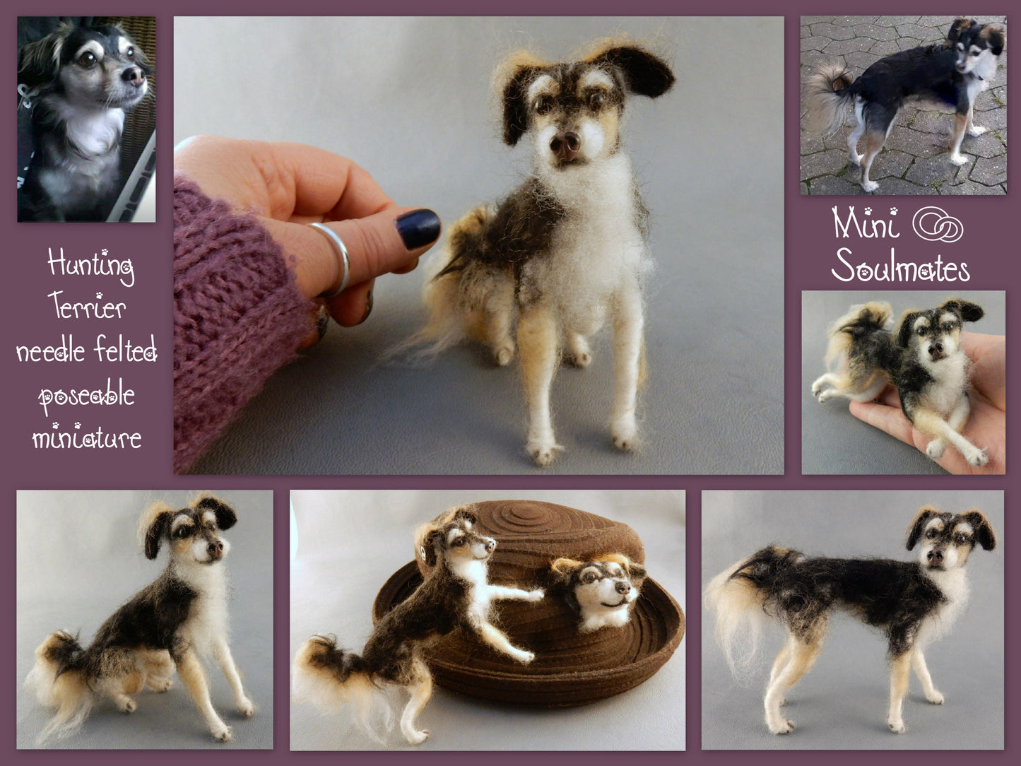 Jack Russell Mix 3d dog portrait from photo needle-felted dog miniature