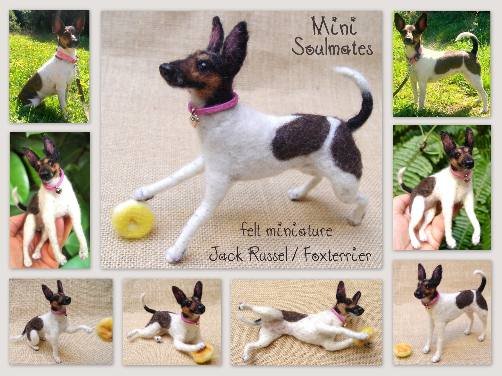 Jack Russell Mix 3d dog portrait from photo needle-felted dog miniature