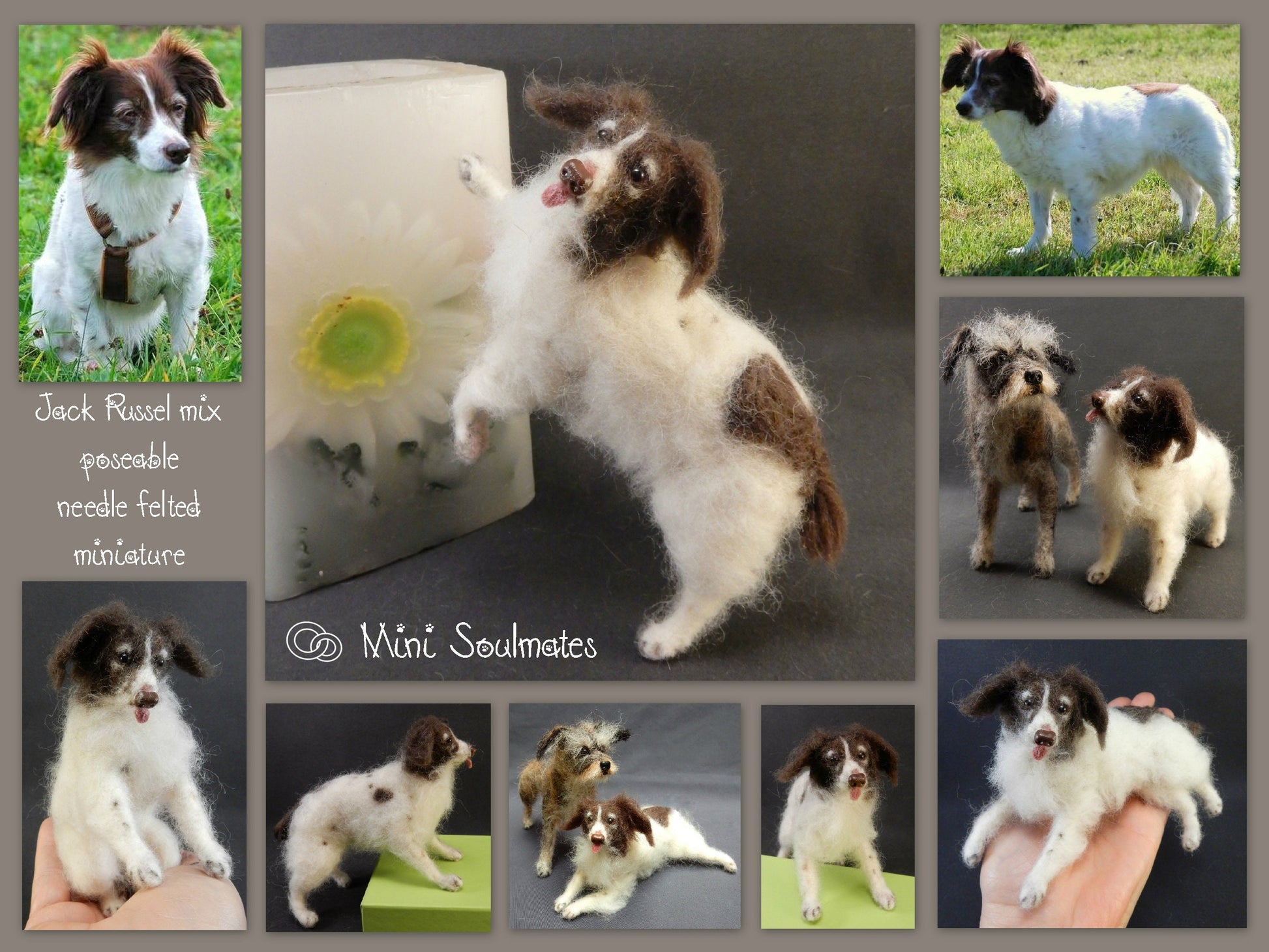 Jack Russell Mix 3d dog portrait from photo needle-felted dog miniature