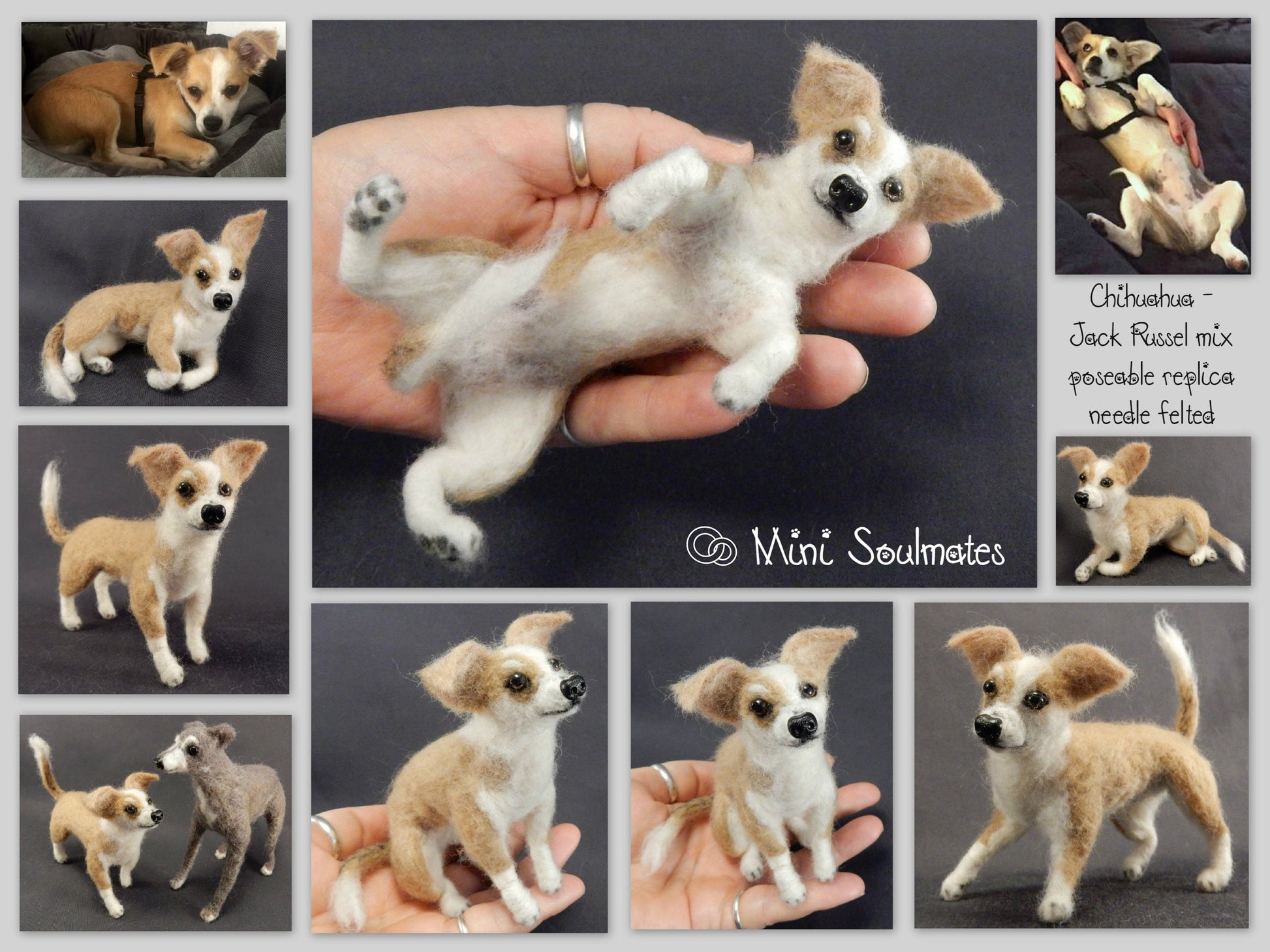 Jack Russell Mix 3d dog portrait from photo needle-felted dog miniature