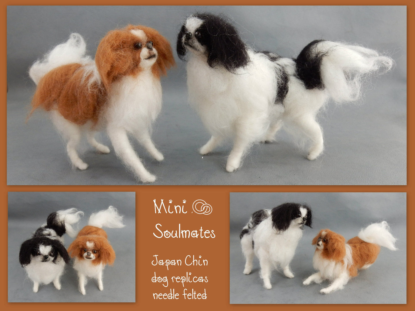 Pekingese needle felted dog Japanese Chin custom dog miniature