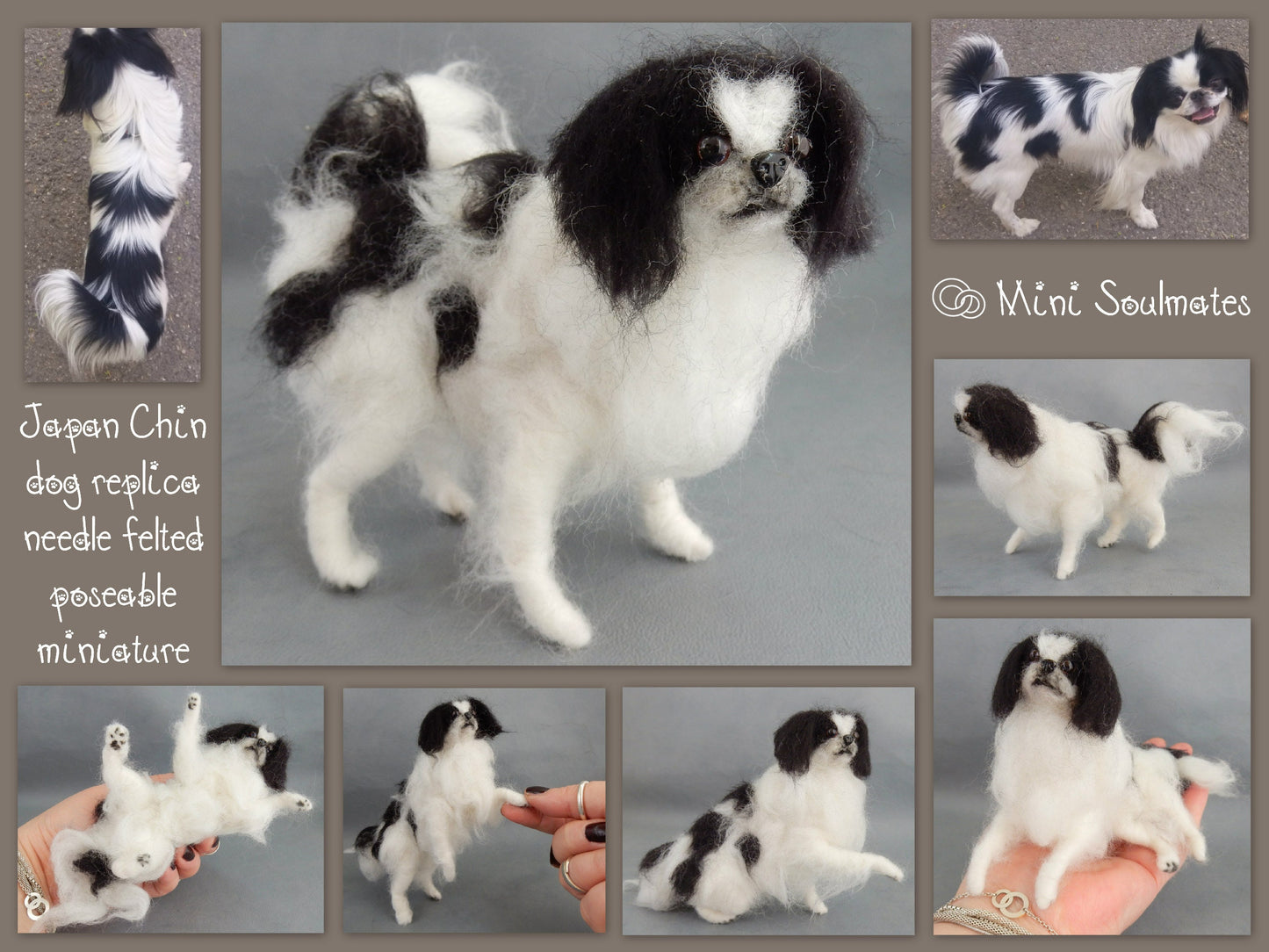 Pekingese needle felted dog Japanese Chin custom dog miniature