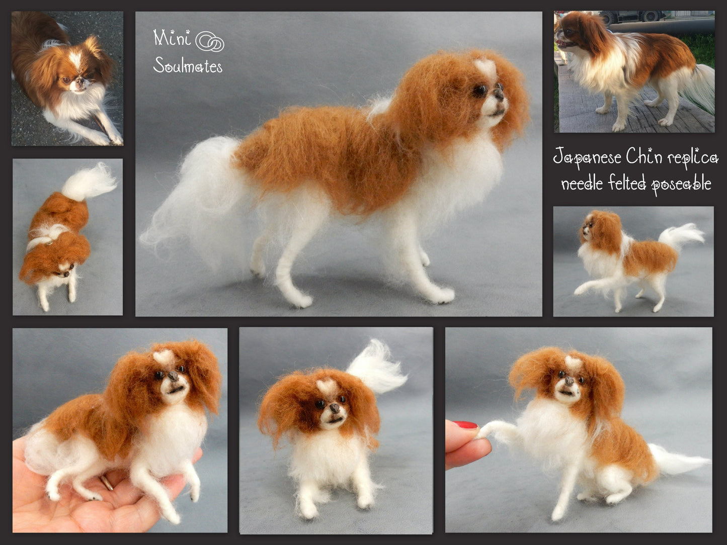 Pekingese needle felted dog Japanese Chin custom dog miniature