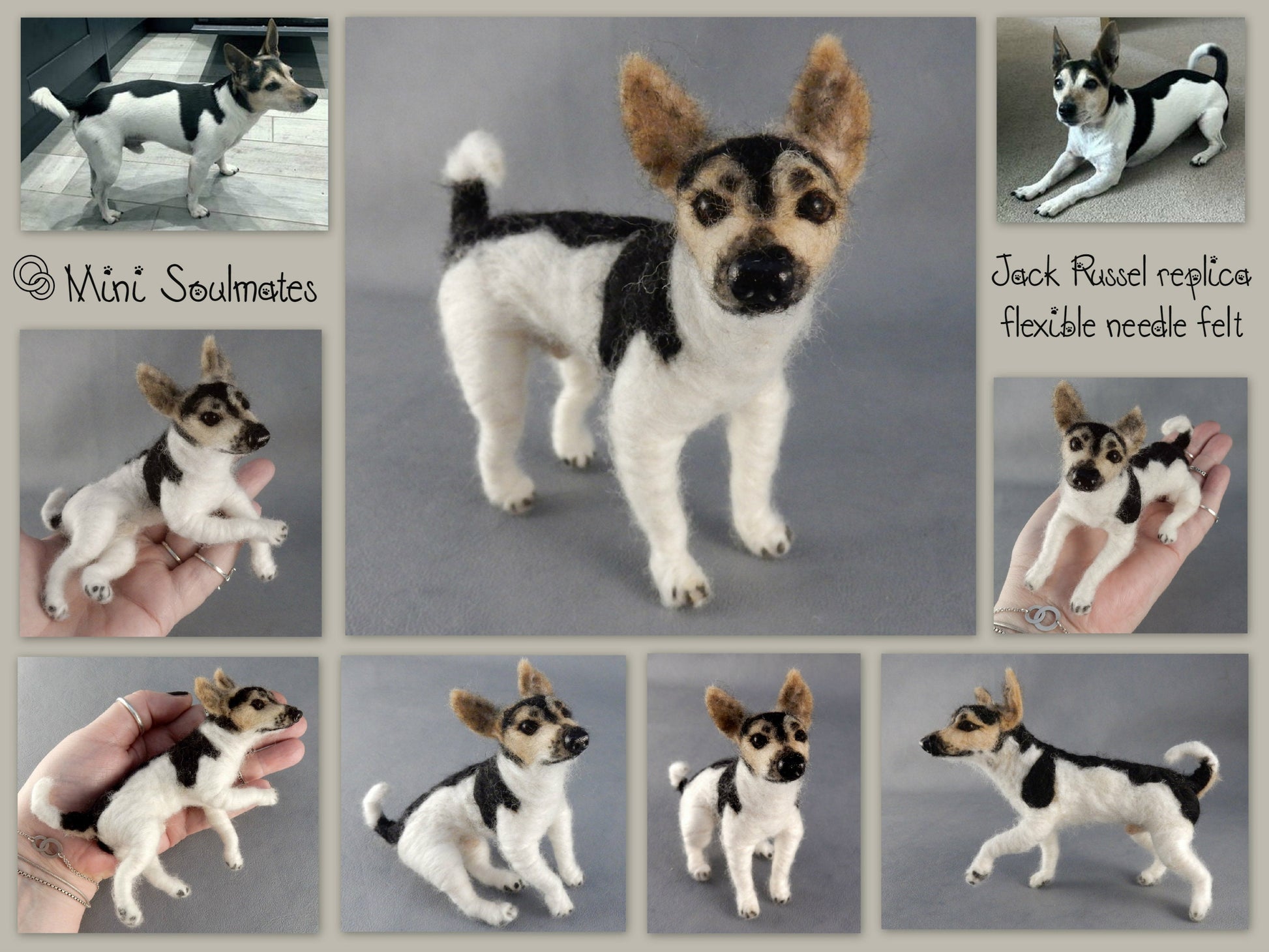 Jack Russell Terrier custom dog replica 3d dog portrait needle felted 