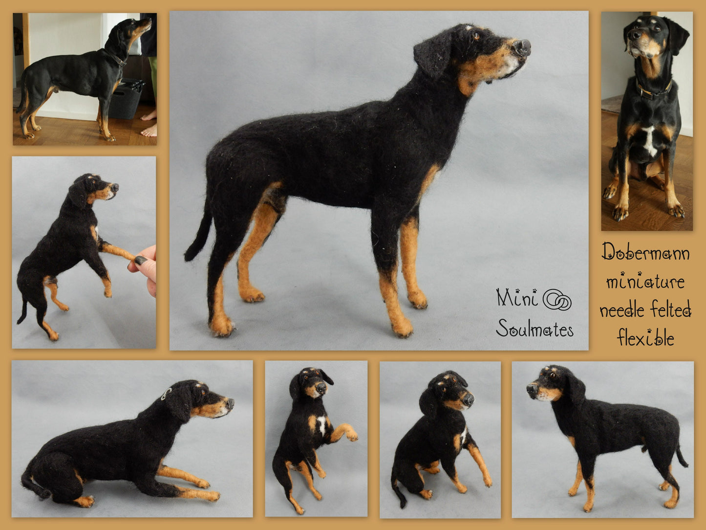 Doberman Pinscher needle-felted dog miniature