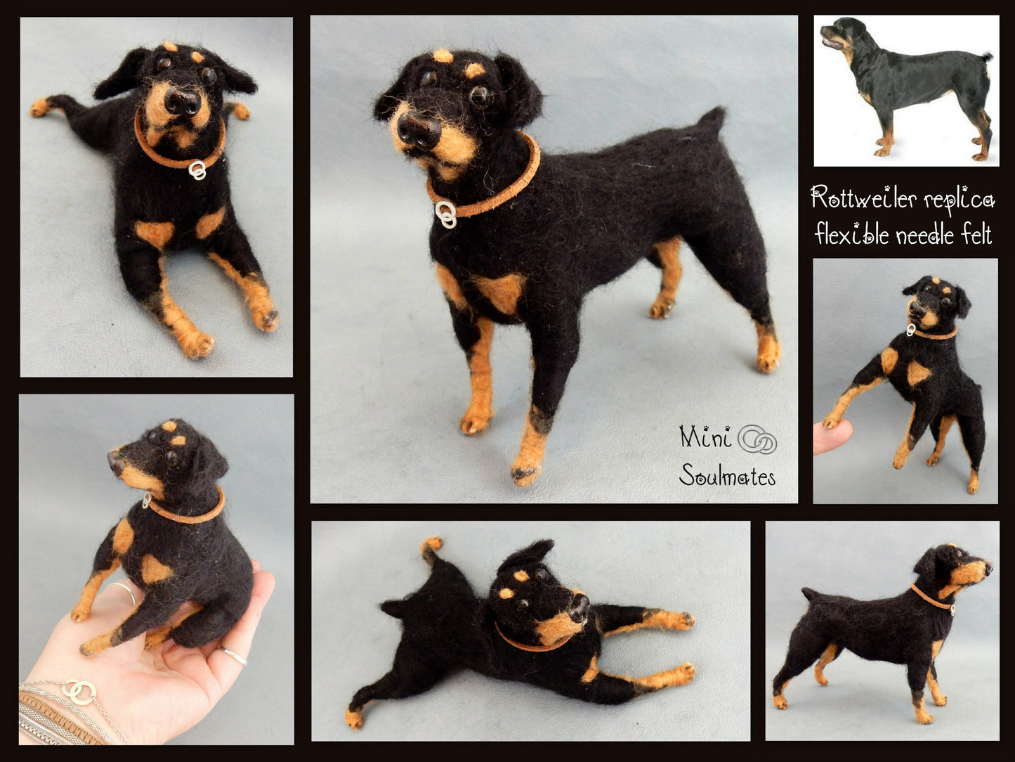 Rottweiler custom-felted dog urn deco