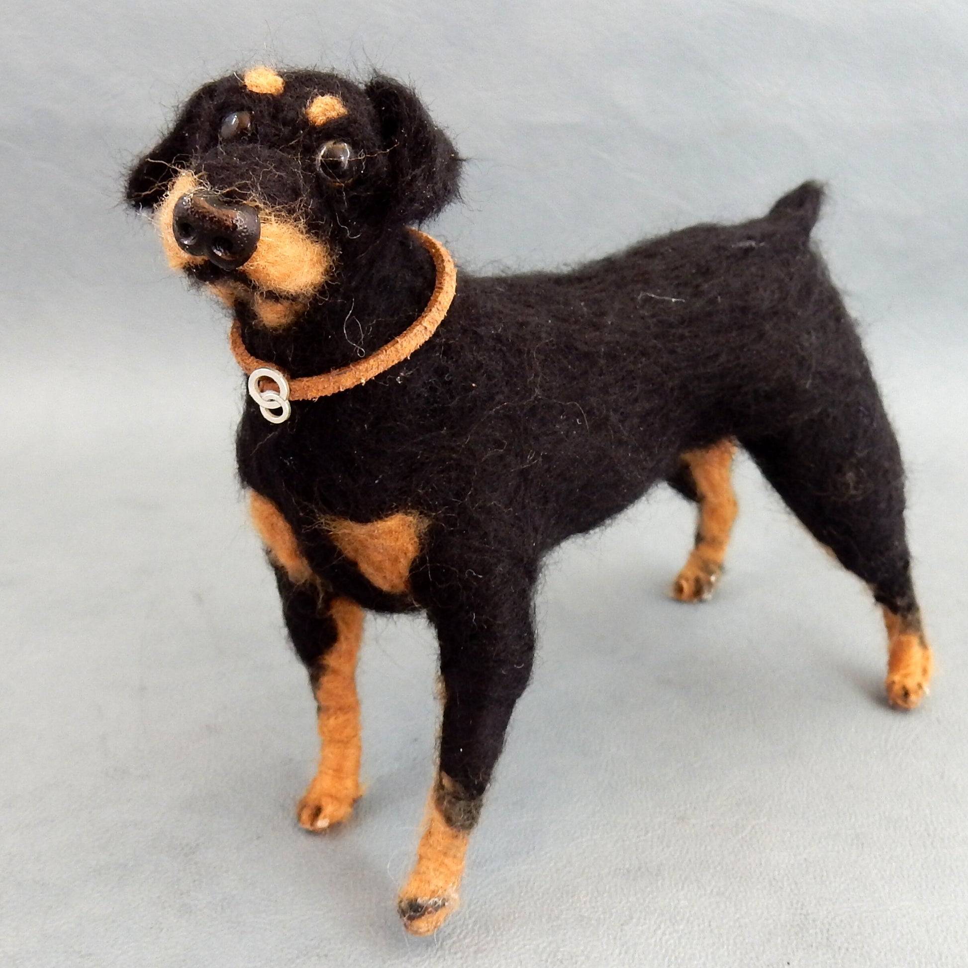 Rottweiler custom-felted dog urn deco