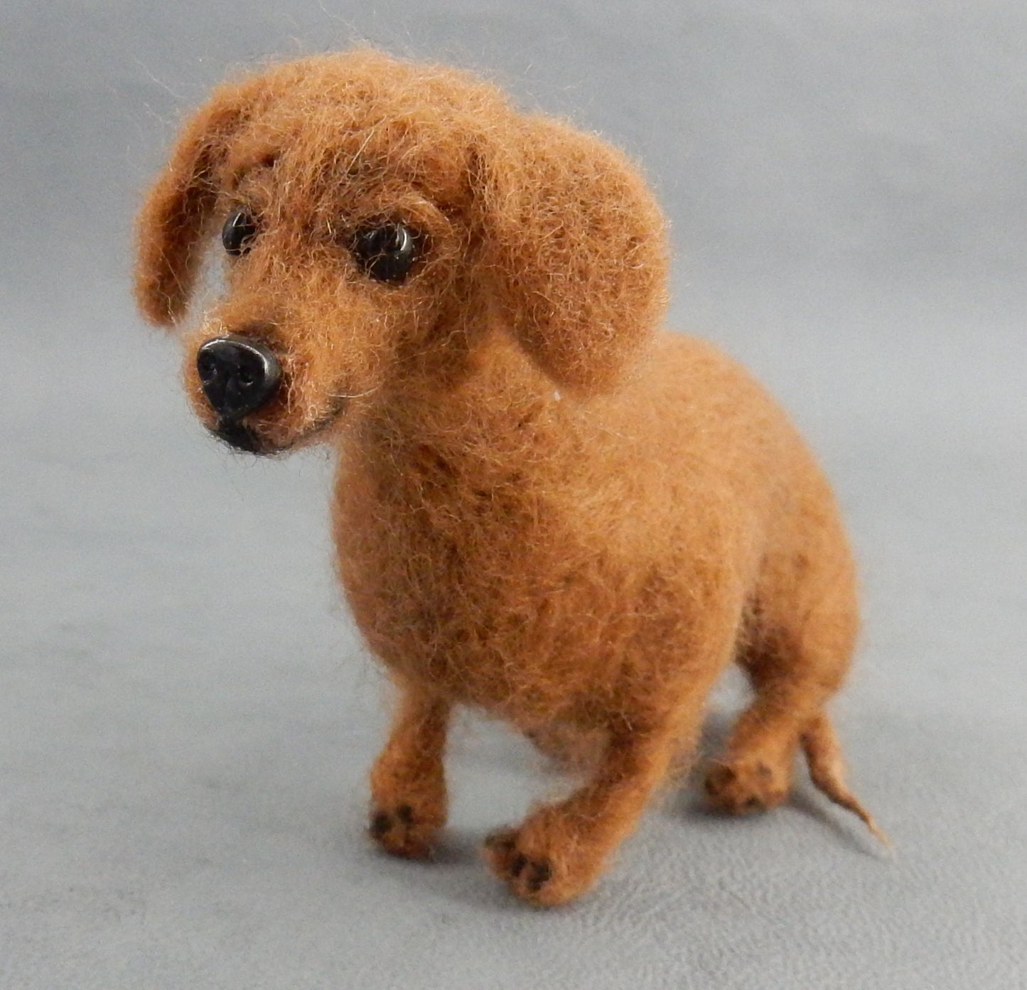 Needle felted dog miniature rabbit Dachshund custom replica felted Dac