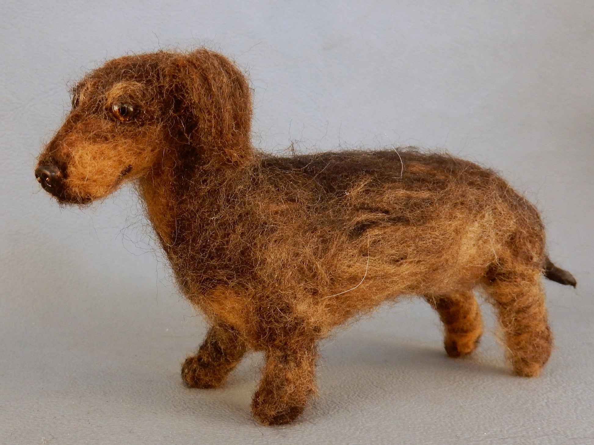 Needle felted dog miniature rabbit Dachshund custom replica felted Dac