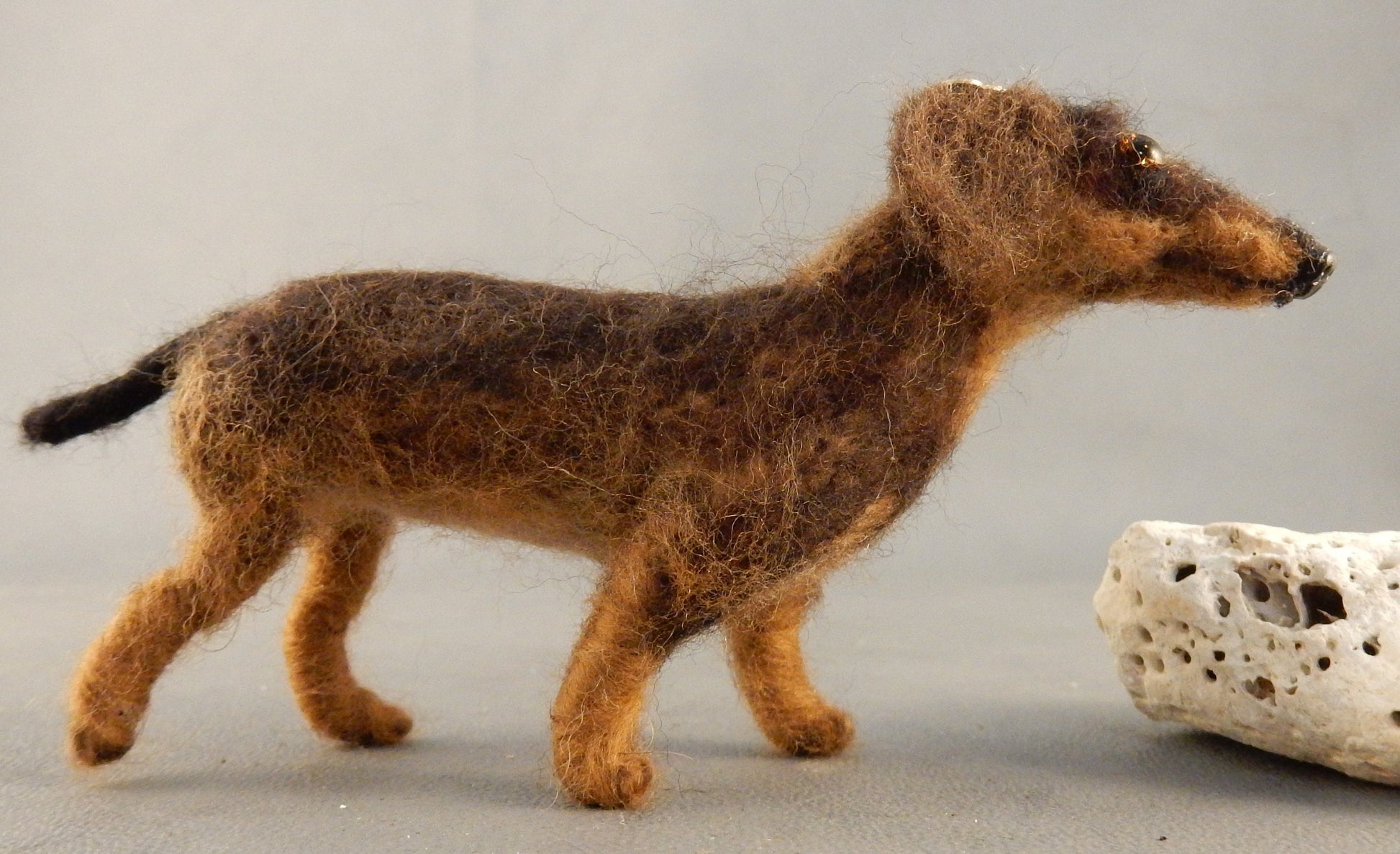 Needle felted dog miniature rabbit Dachshund custom replica felted Dac