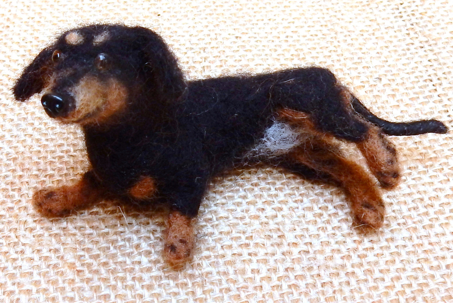 Needle felted dog miniature rabbit Dachshund custom replica felted Dac