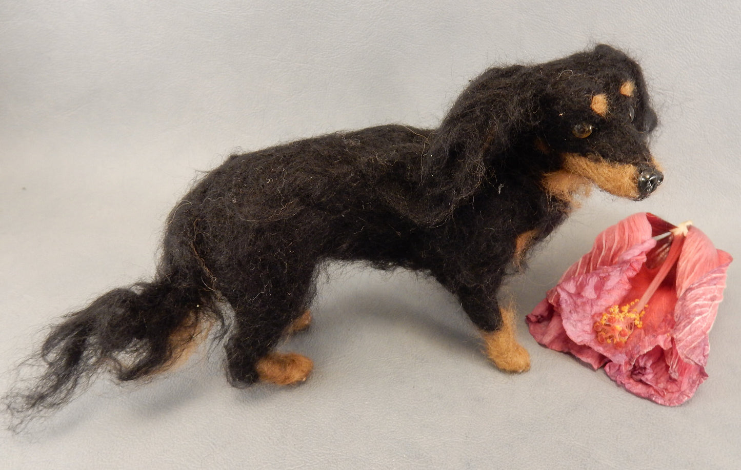 Dachshund replica needle-felted dog miniature