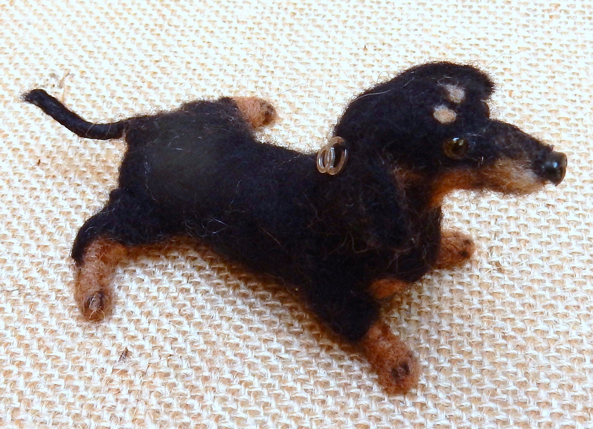 Needle felted dog miniature rabbit Dachshund custom replica felted Dac