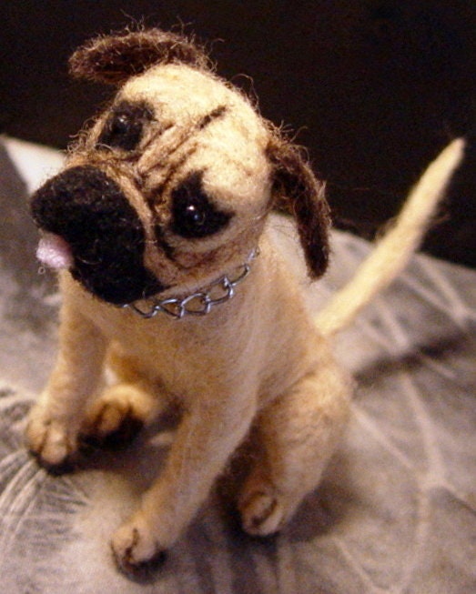 Pitbull needle-felted dog miniature