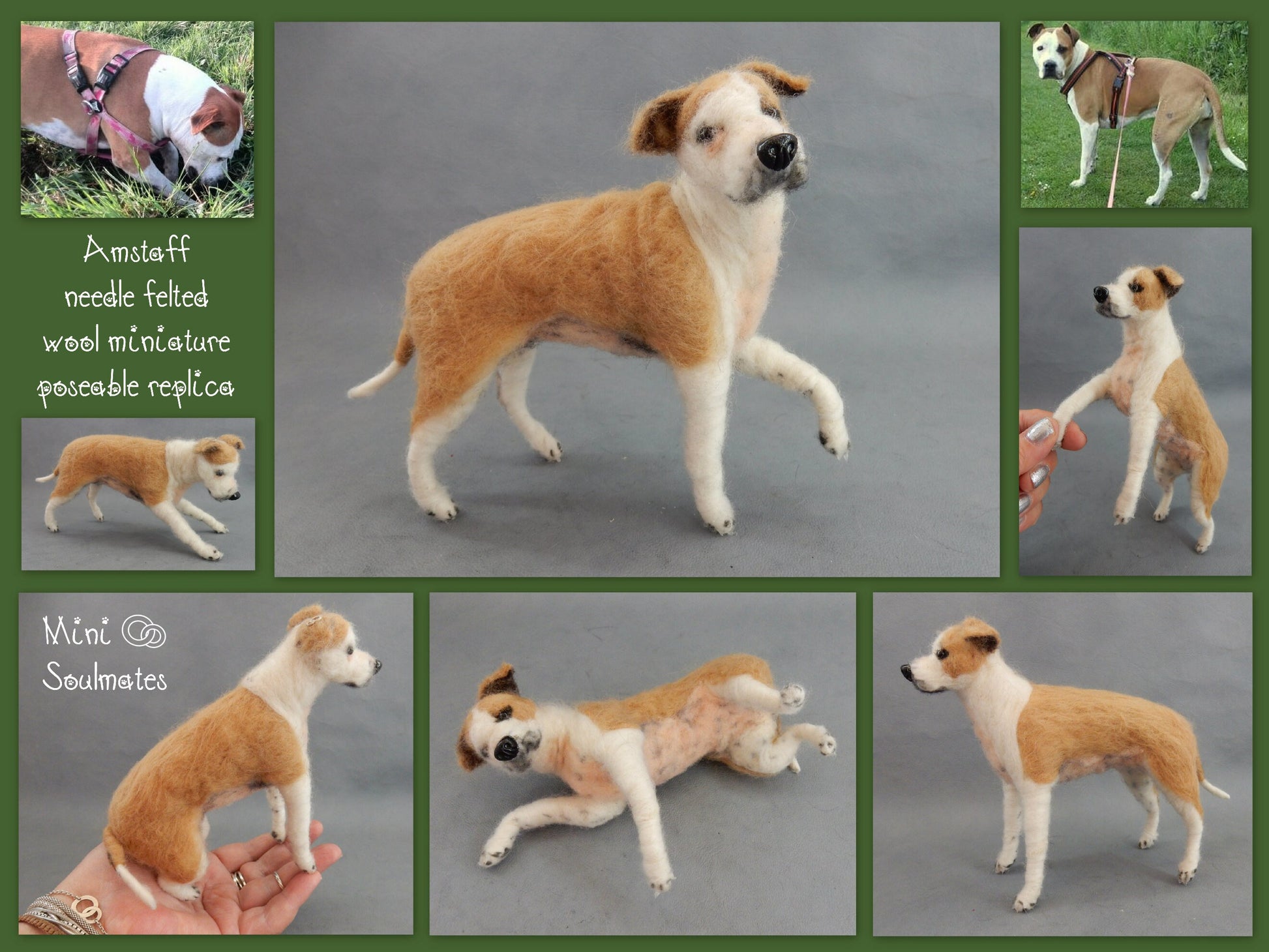 Amstaff needle felted dog miniature