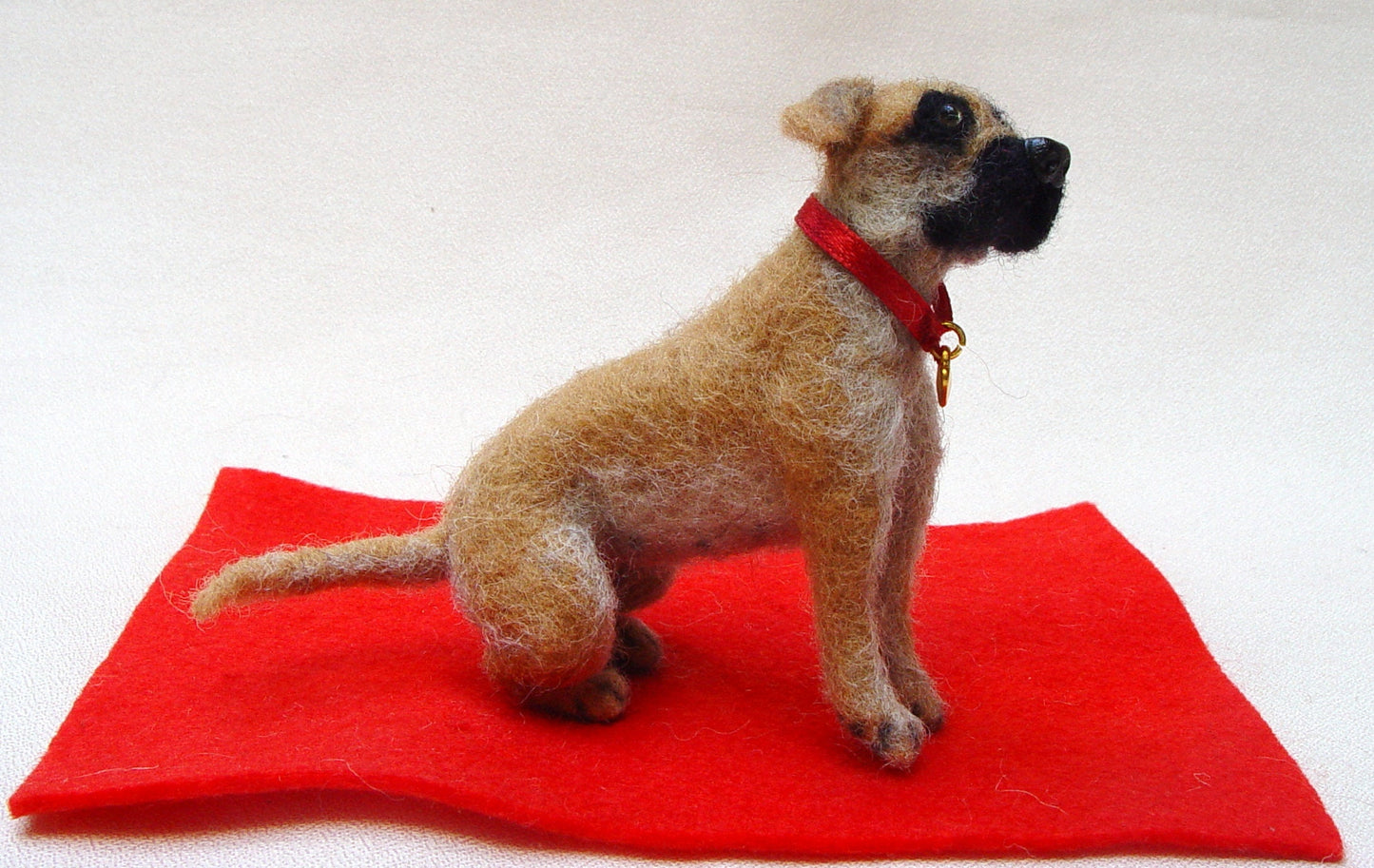 Pitbull needle-felted dog miniature