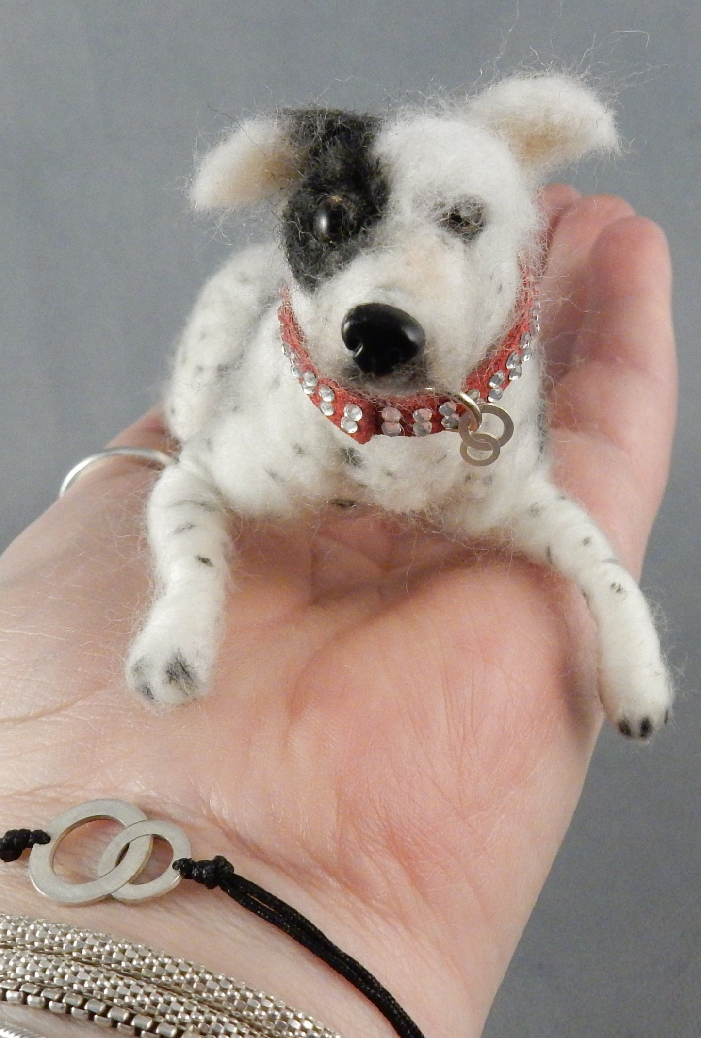 Pitbull needle-felted dog miniature