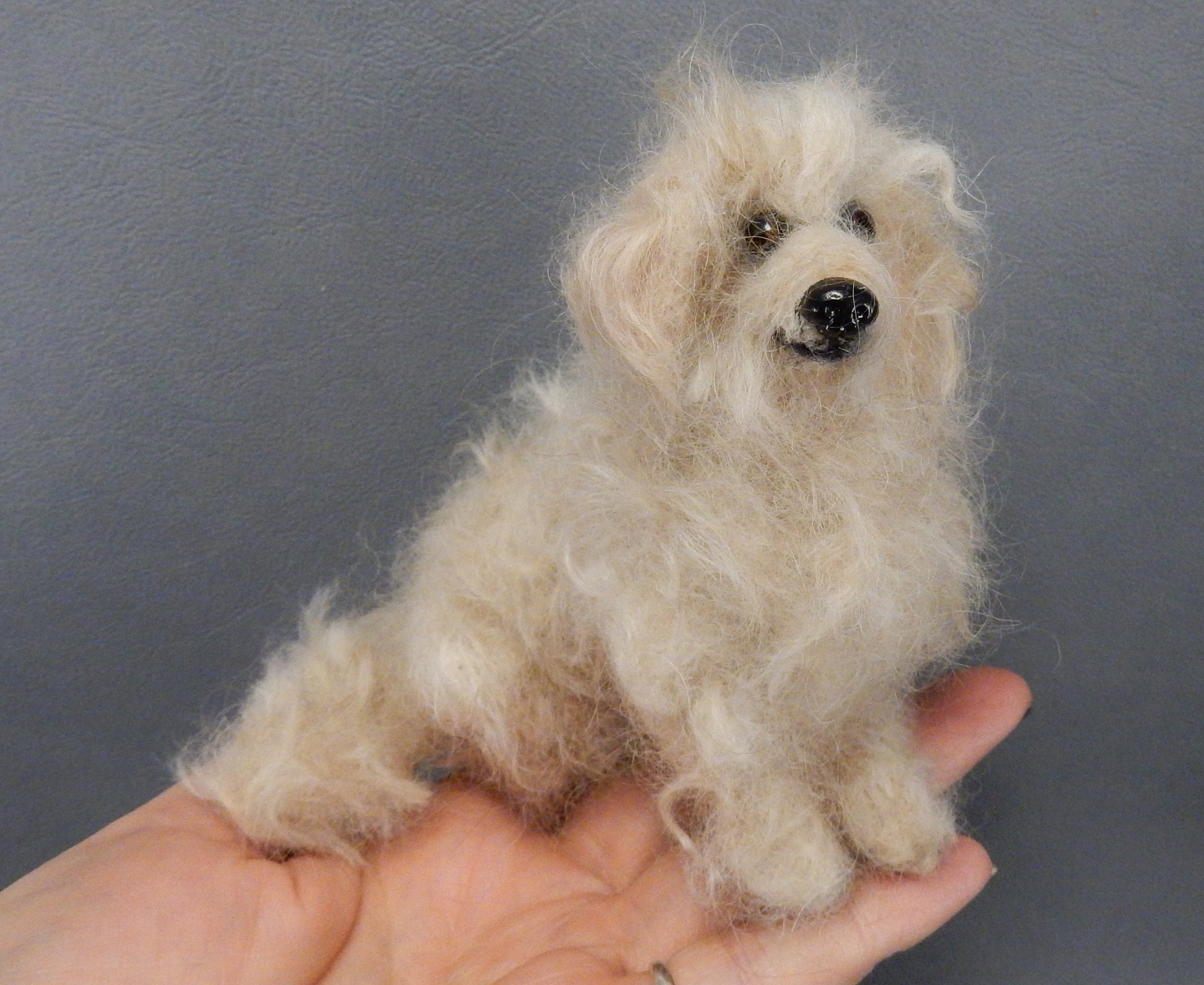 Needle-felted Wheaten Terrier mix breed felted dog replica