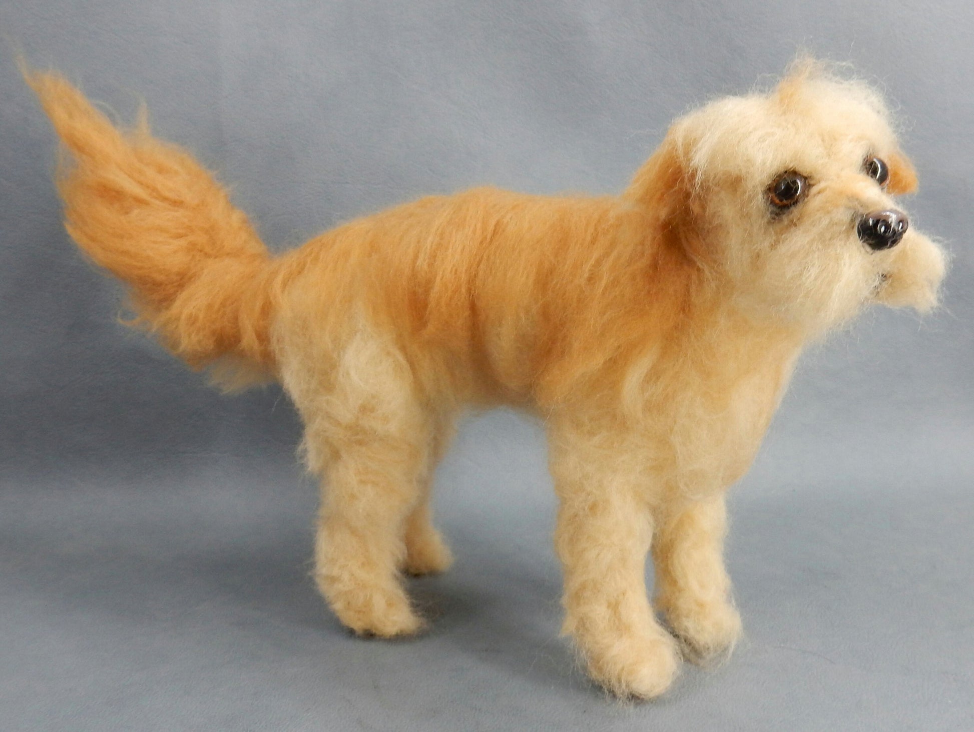 Needle-felted Wheaten Terrier mix breed felted dog replica