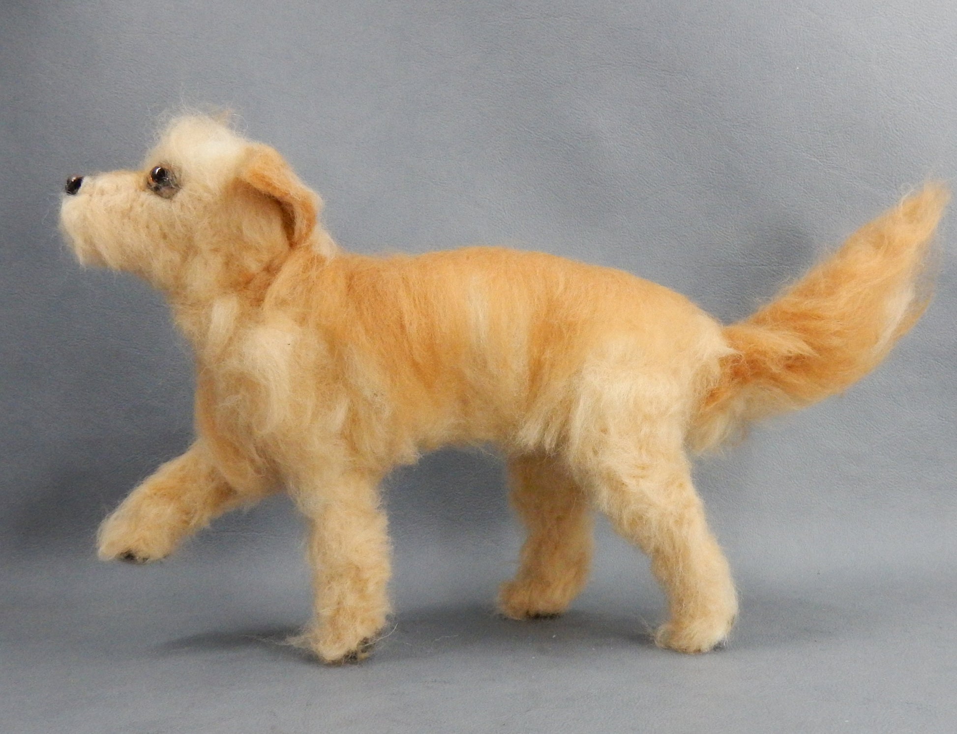 Needle-felted Wheaten Terrier mix breed felted dog replica