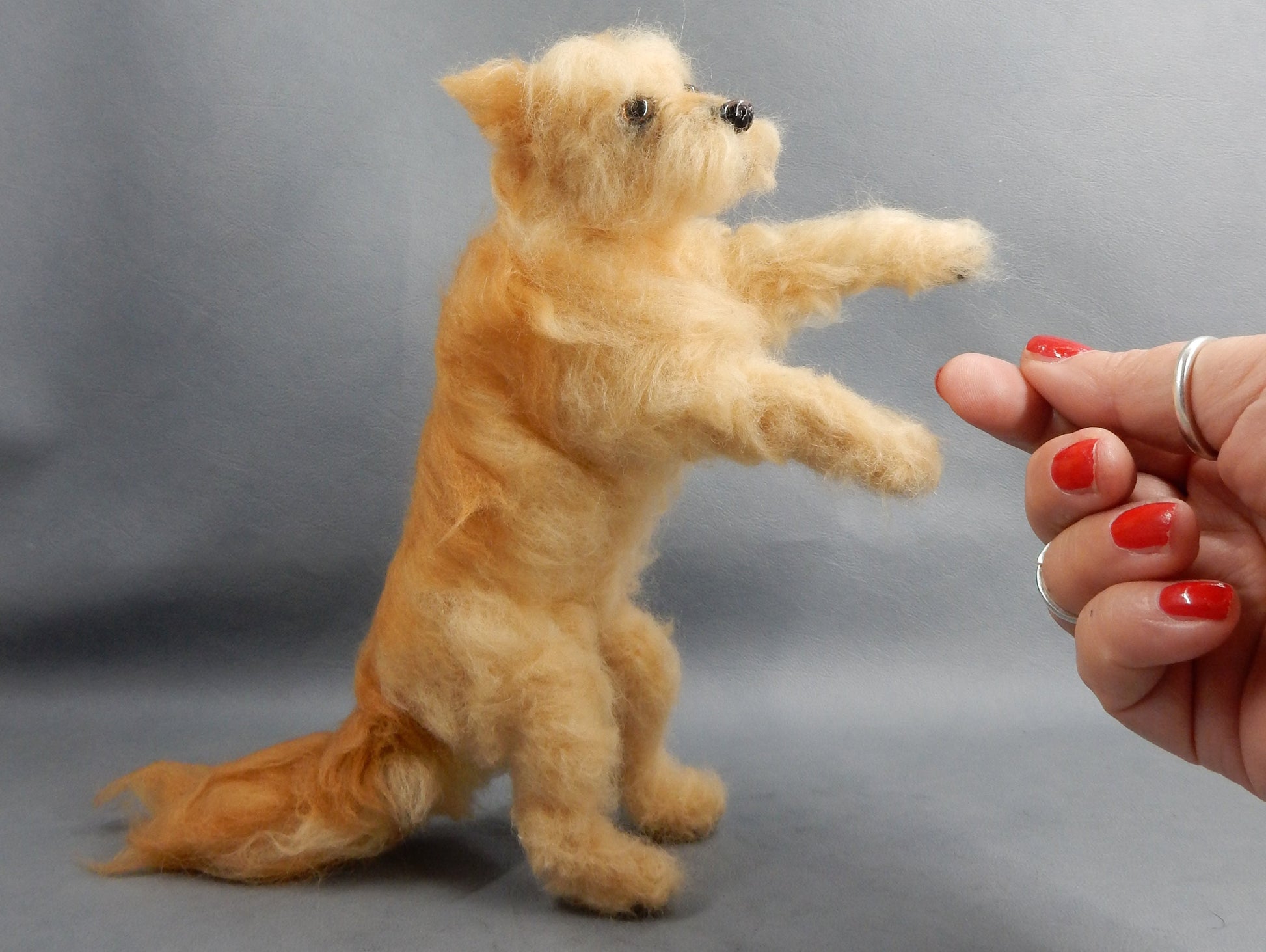 Needle-felted Wheaten Terrier mix breed felted dog replica