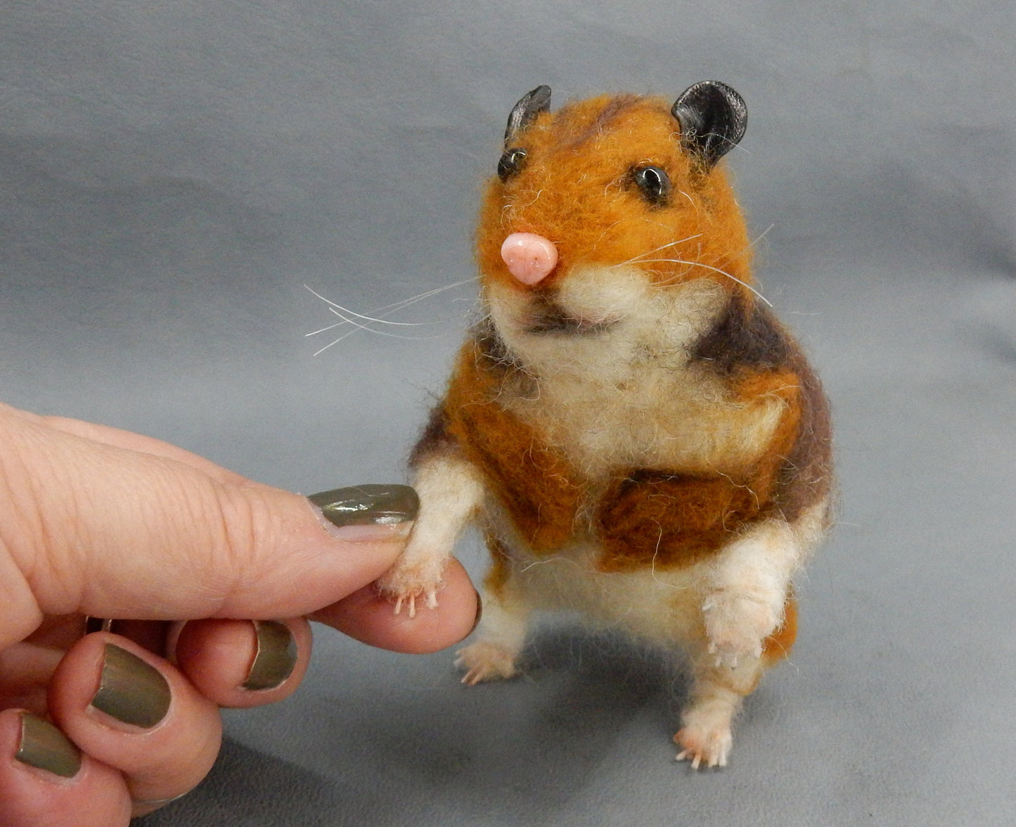 needle-felt Hamster replica life-size effigy