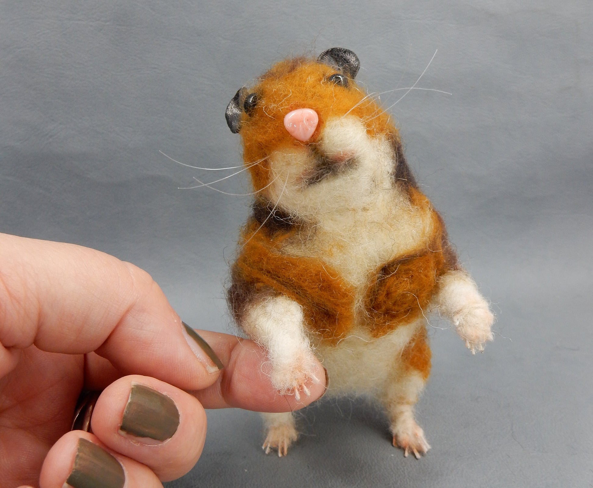 needle-felt Hamster replica life-size effigy