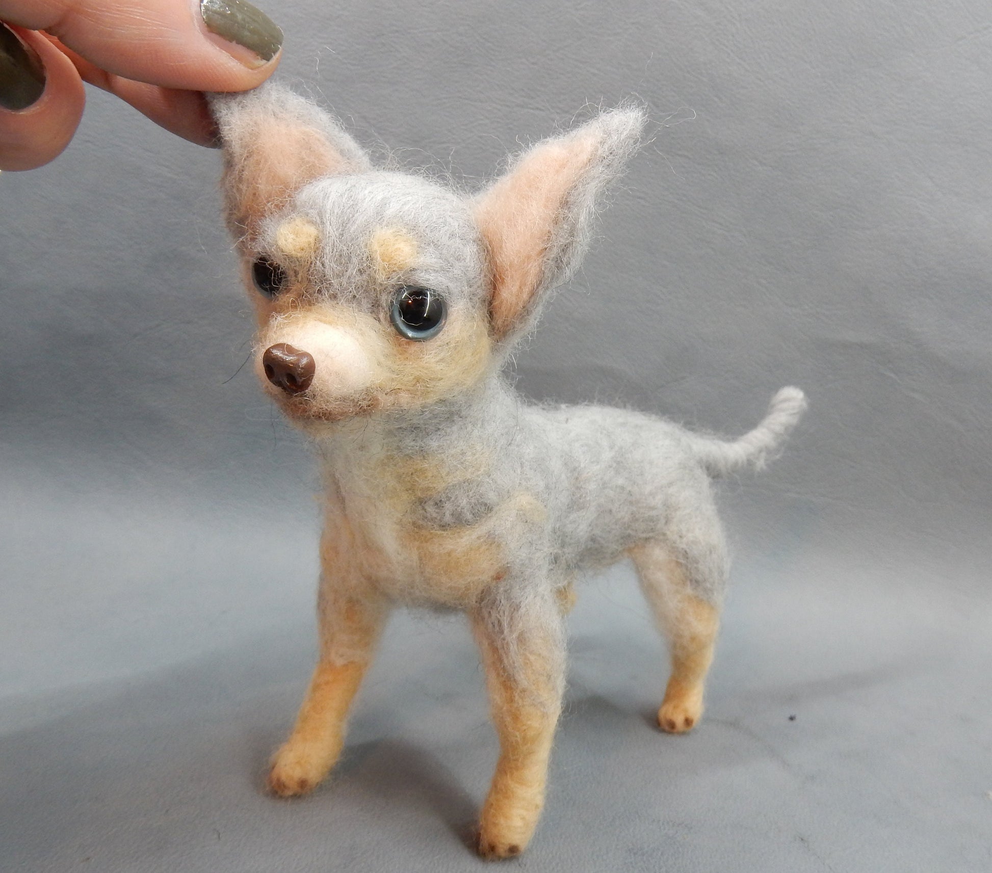 Lilac Fawn Chihuahua needle-felt dog replica