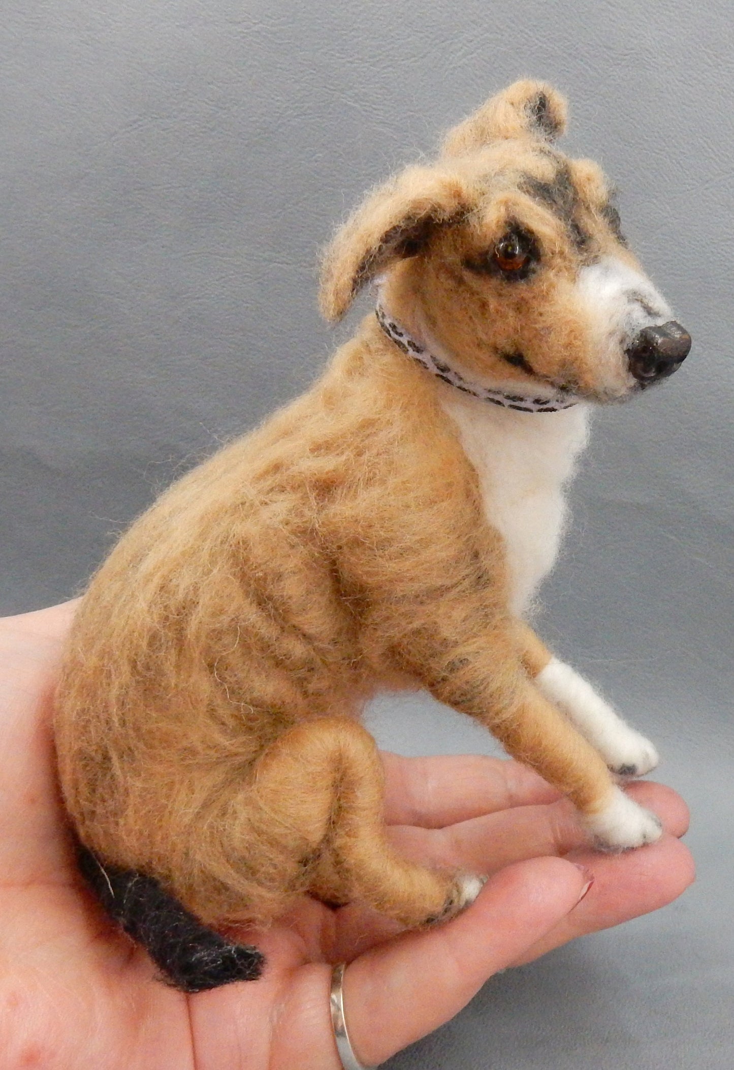 Pitbull needle-felted dog miniature