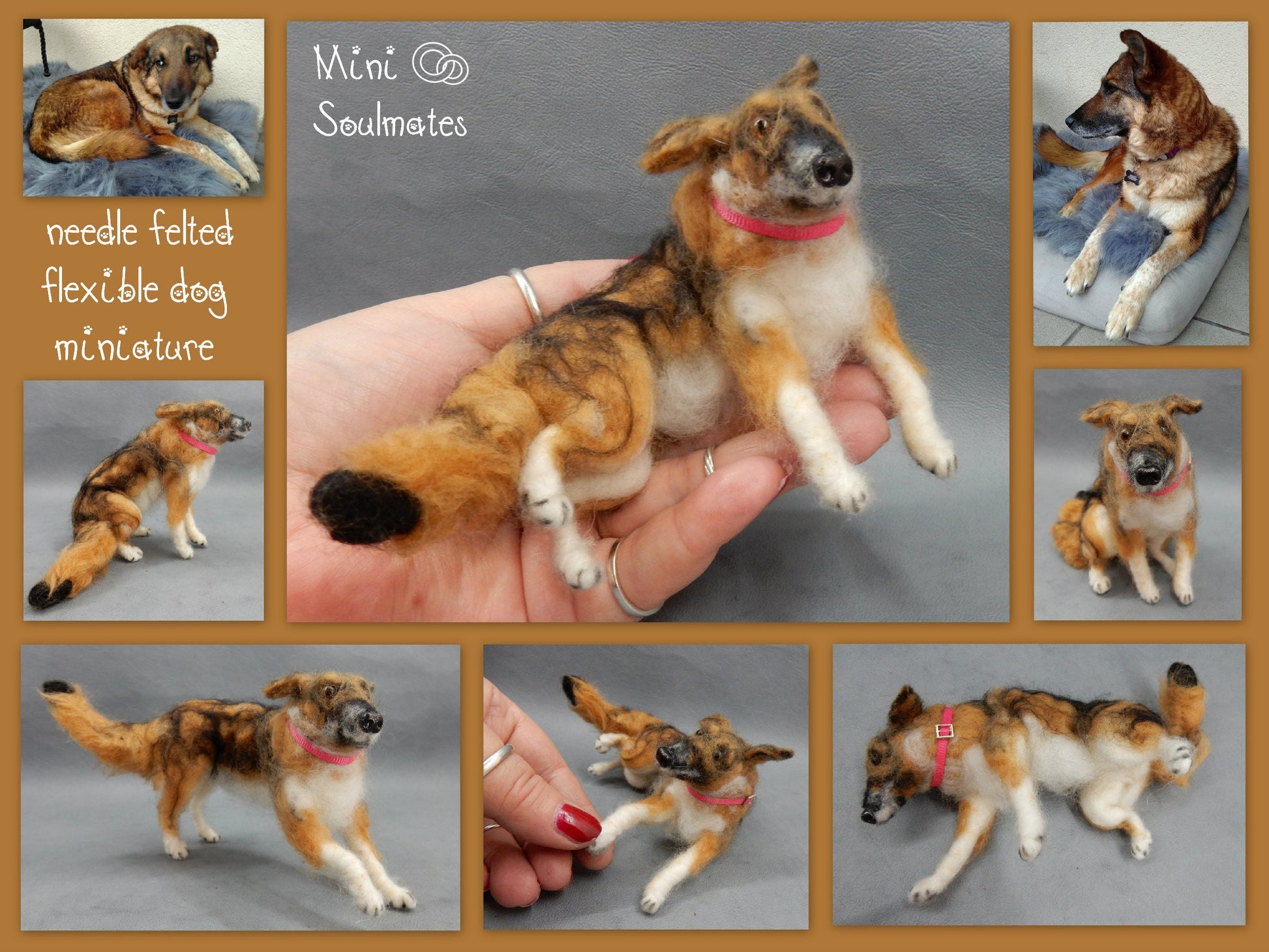 German Shepherd mix needle-felted dog miniature